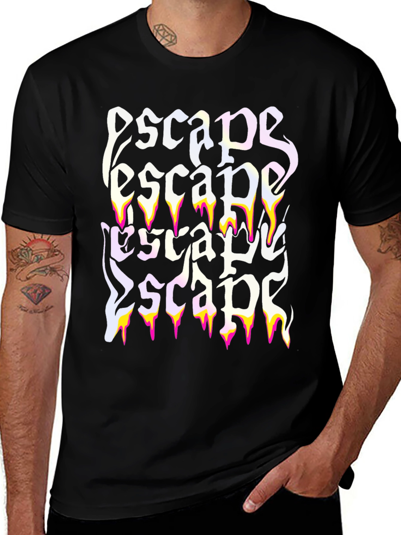 Escape Graphic Print Black T-Shirt