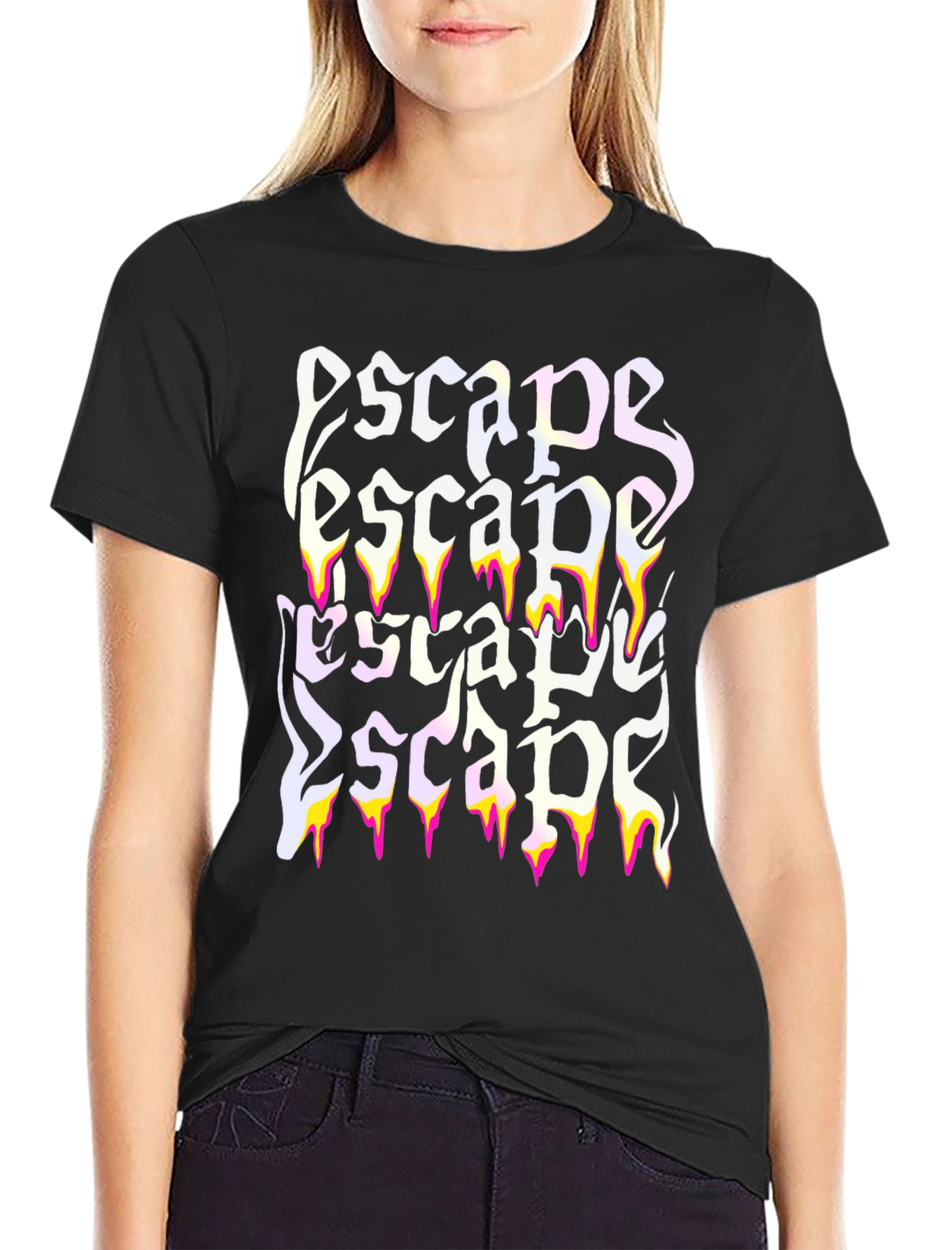 Escape Graphic Print Black T-Shirt