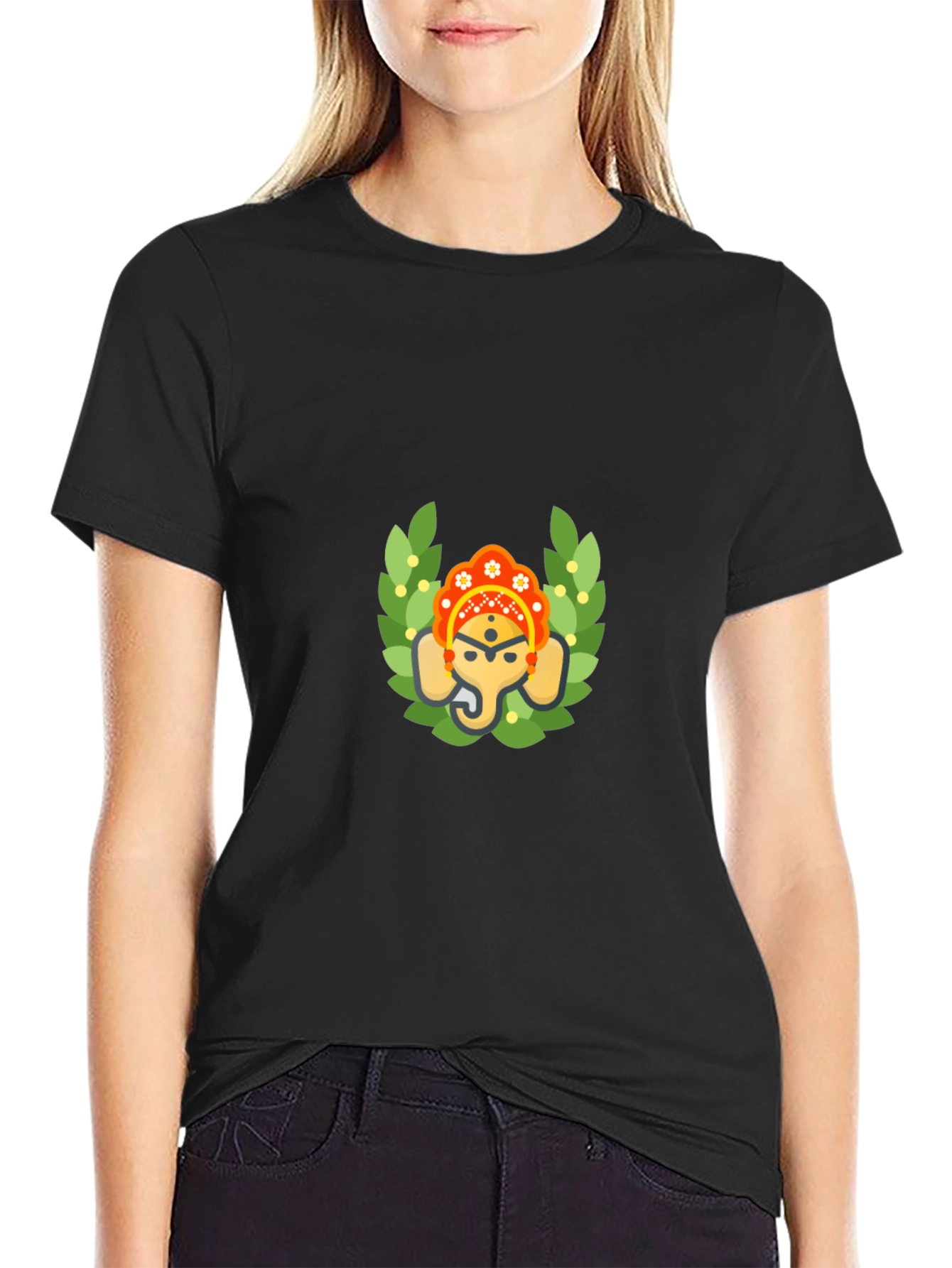 Ganesh Graphic Print Black T-Shirt