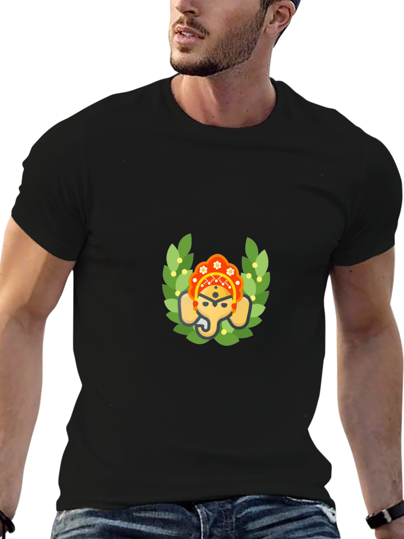 Ganesh Graphic Print Black T-Shirt