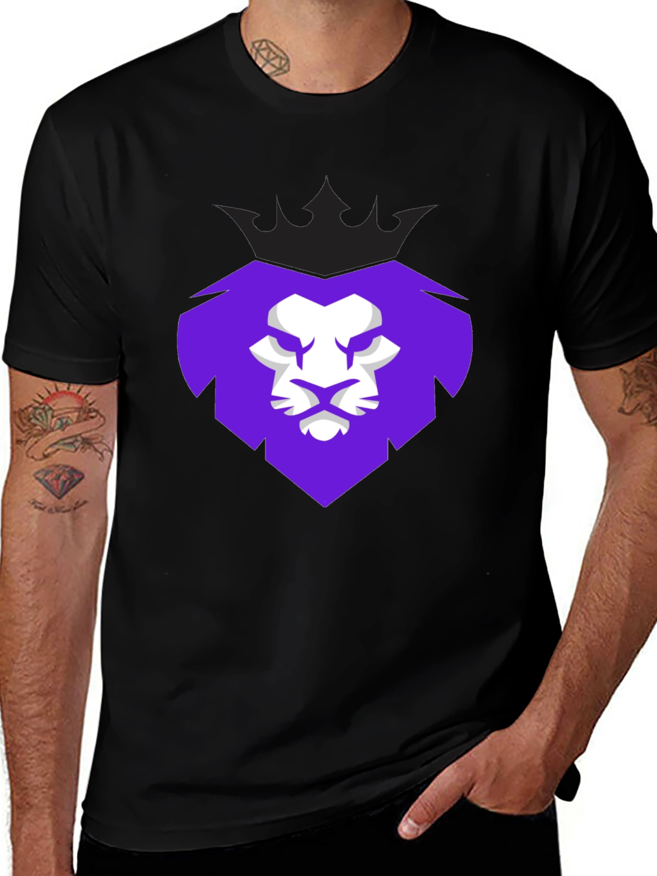Lion King Crown Graphic Tee - Mens Black T-Shirt