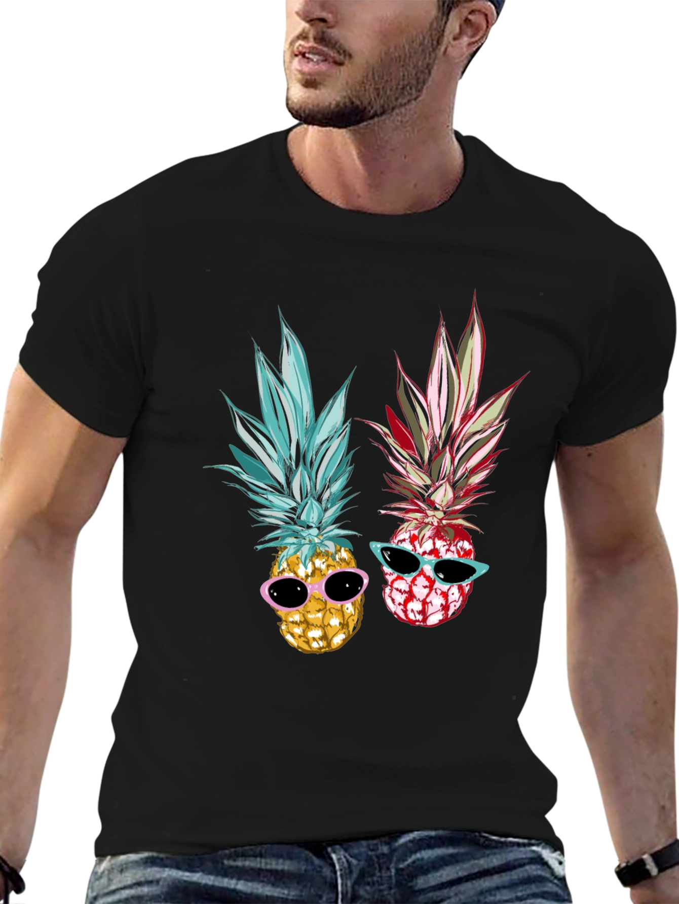Cool Pineapple Graphic Tee - Black Unisex T-Shirt