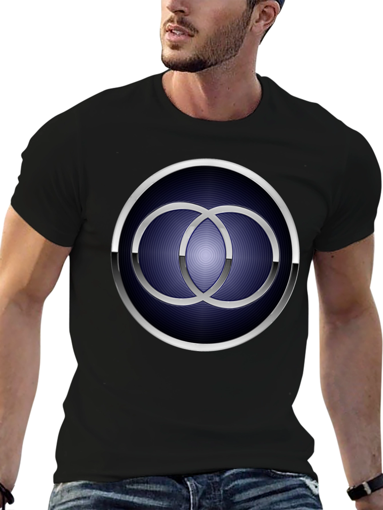 Geometric Circle Rings Graphic Tee - Mens