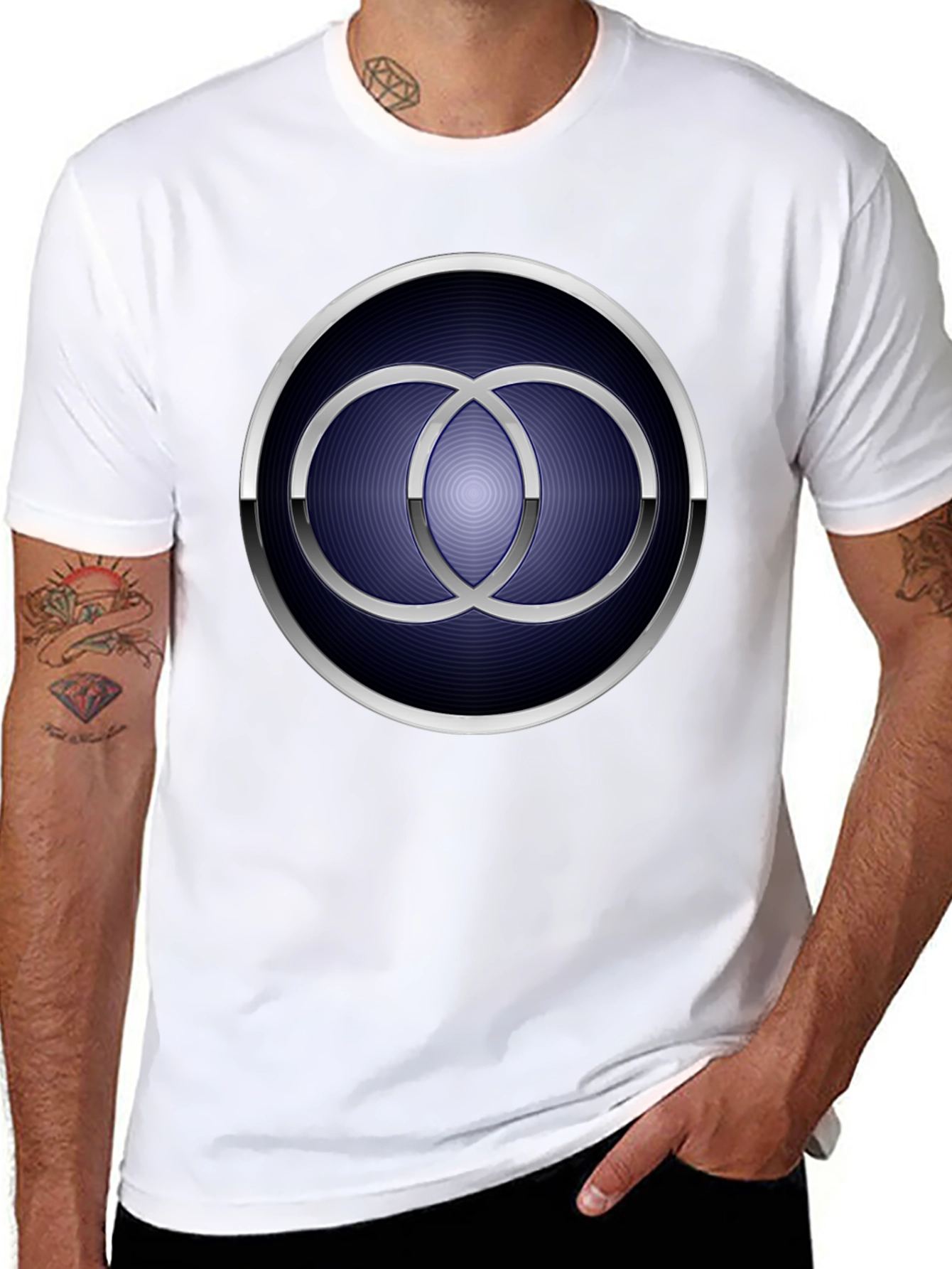 Geometric Circle Rings Graphic Tee - Mens