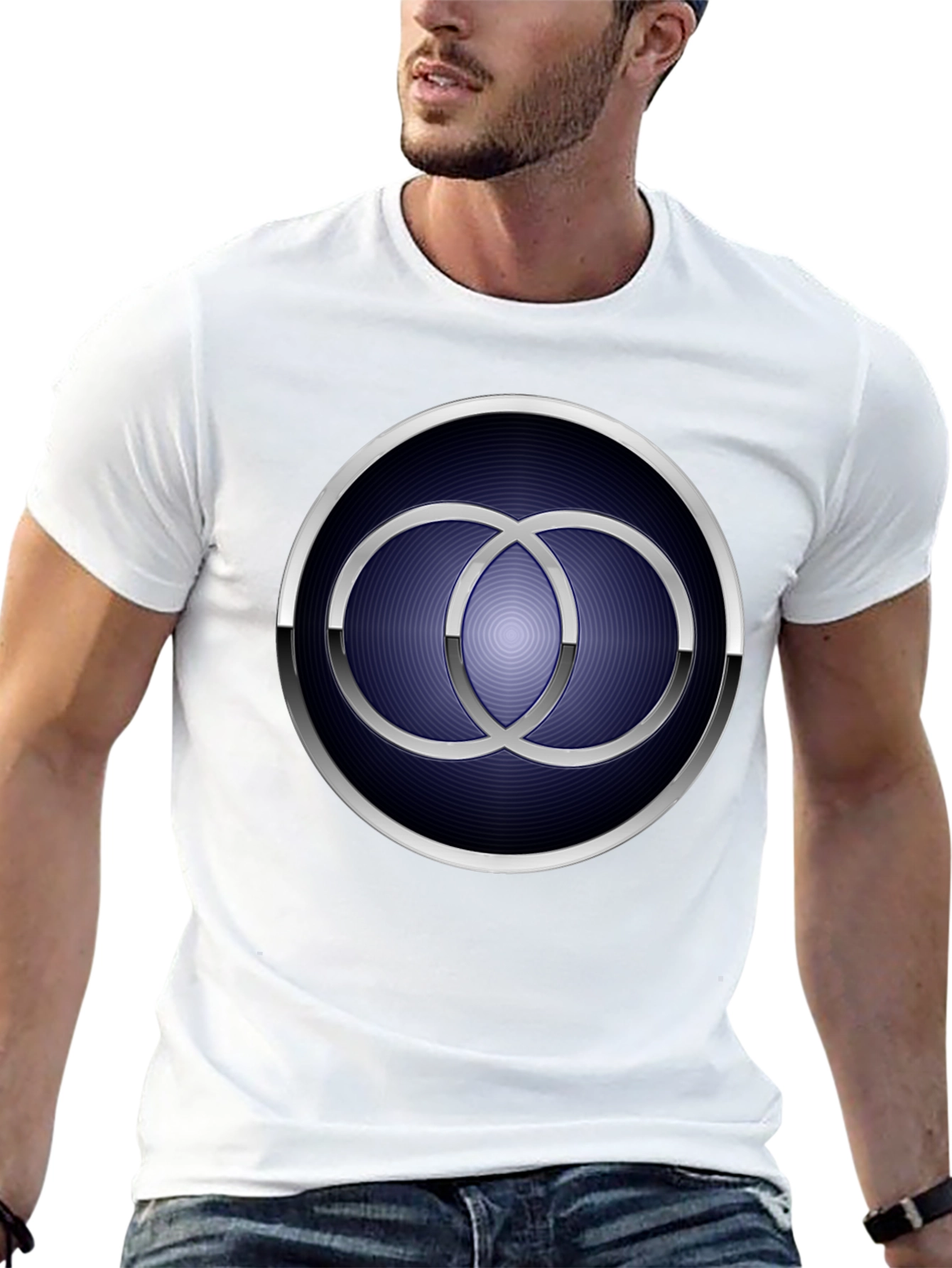 Geometric Circle Rings Graphic Tee - Mens