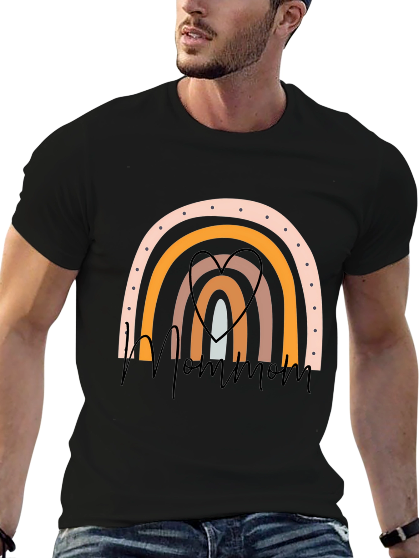 Mom Rainbow Graphic Tee - Black