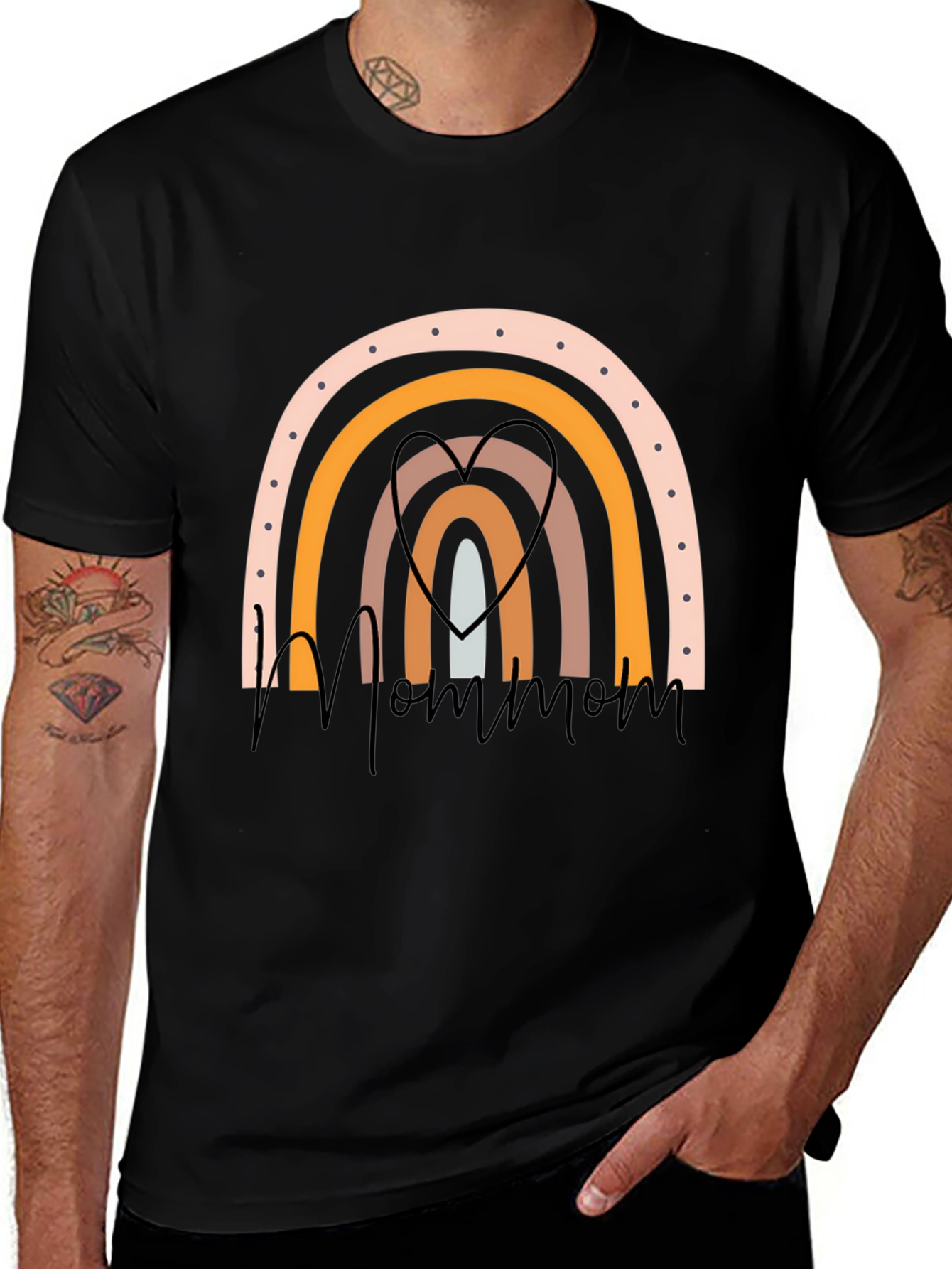 Mom Rainbow Graphic Tee - Black