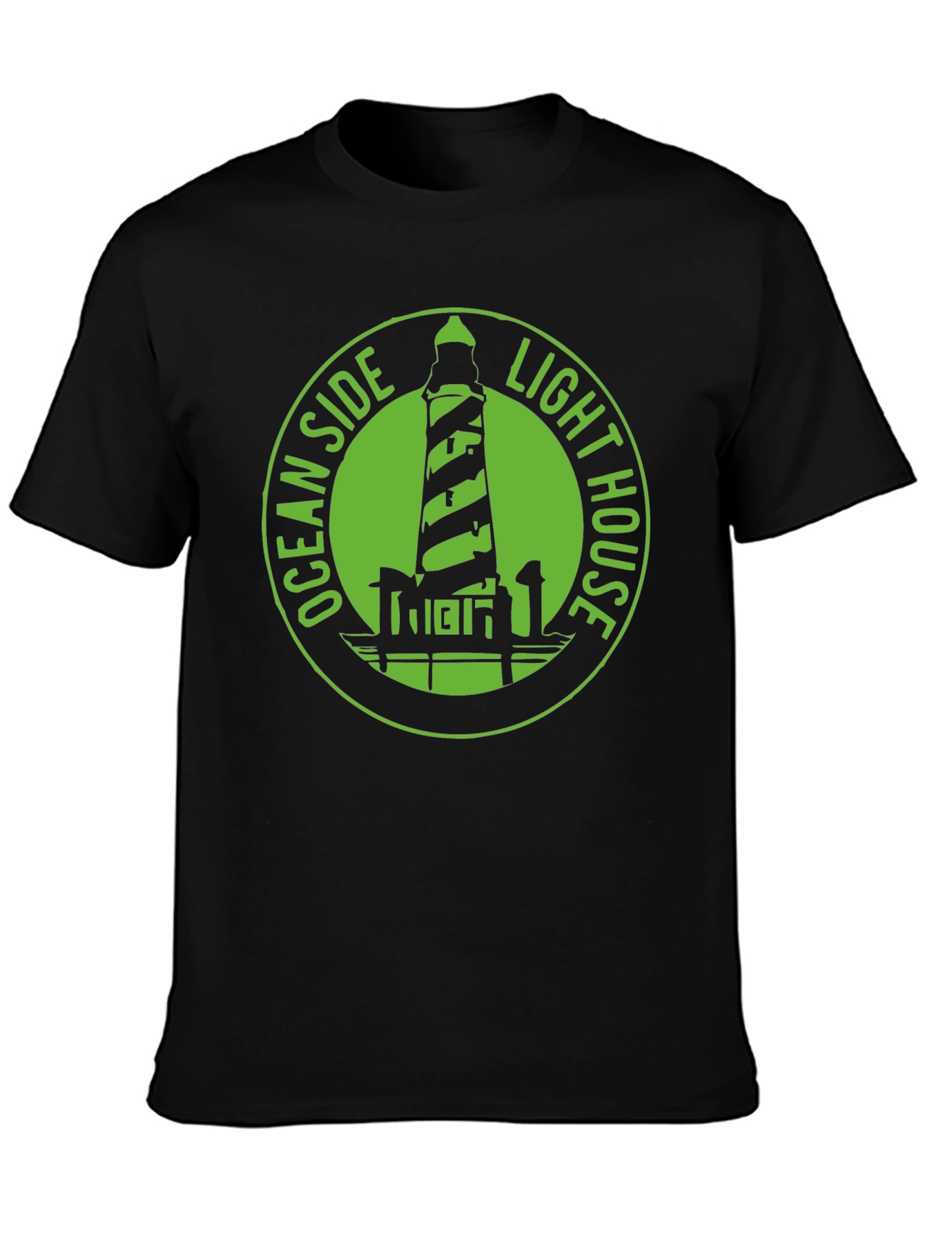 Ocean Side Lighthouse Graphic Tee - Classic Black