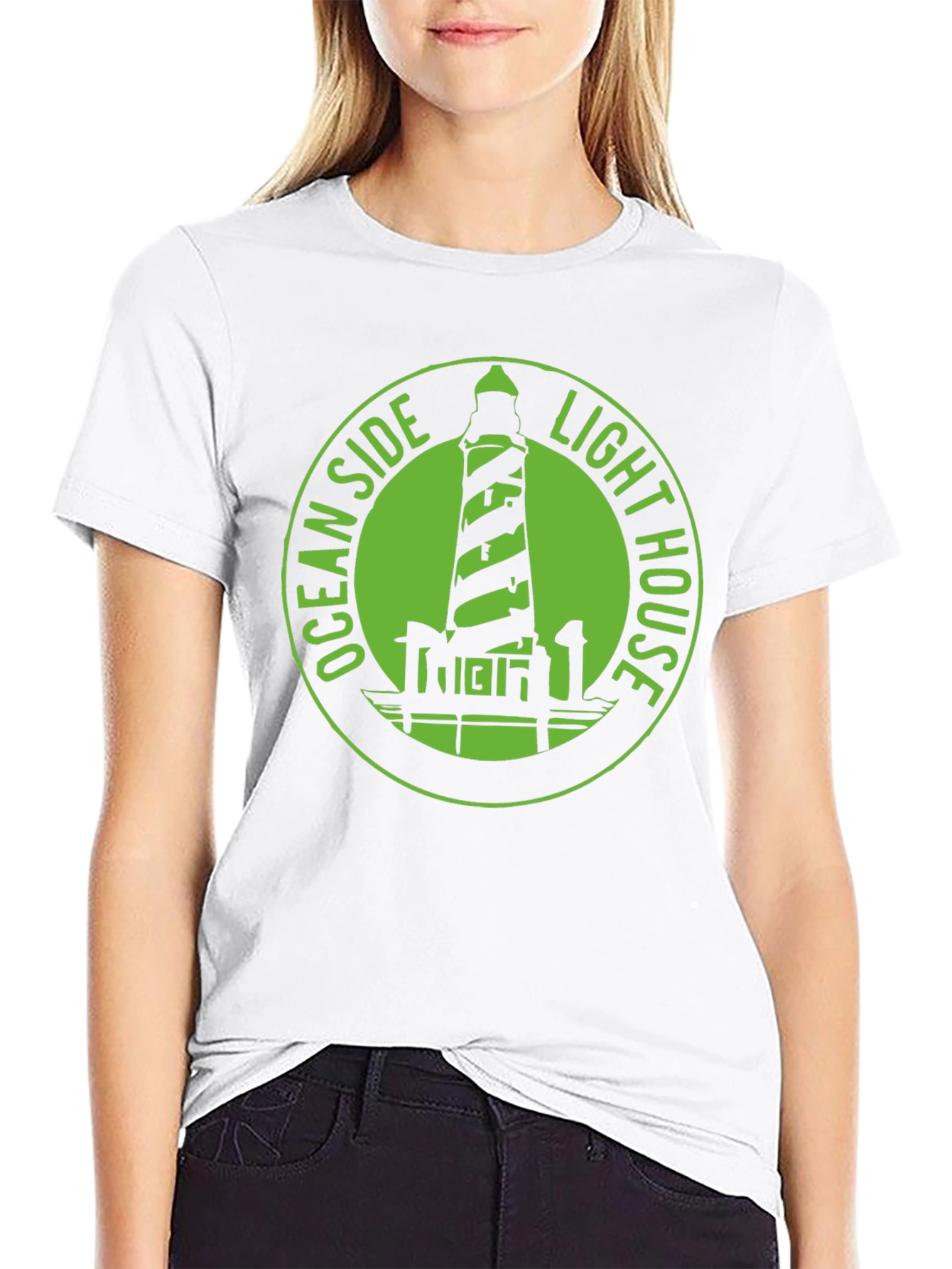 Ocean Side Lighthouse Graphic Tee - Classic Black