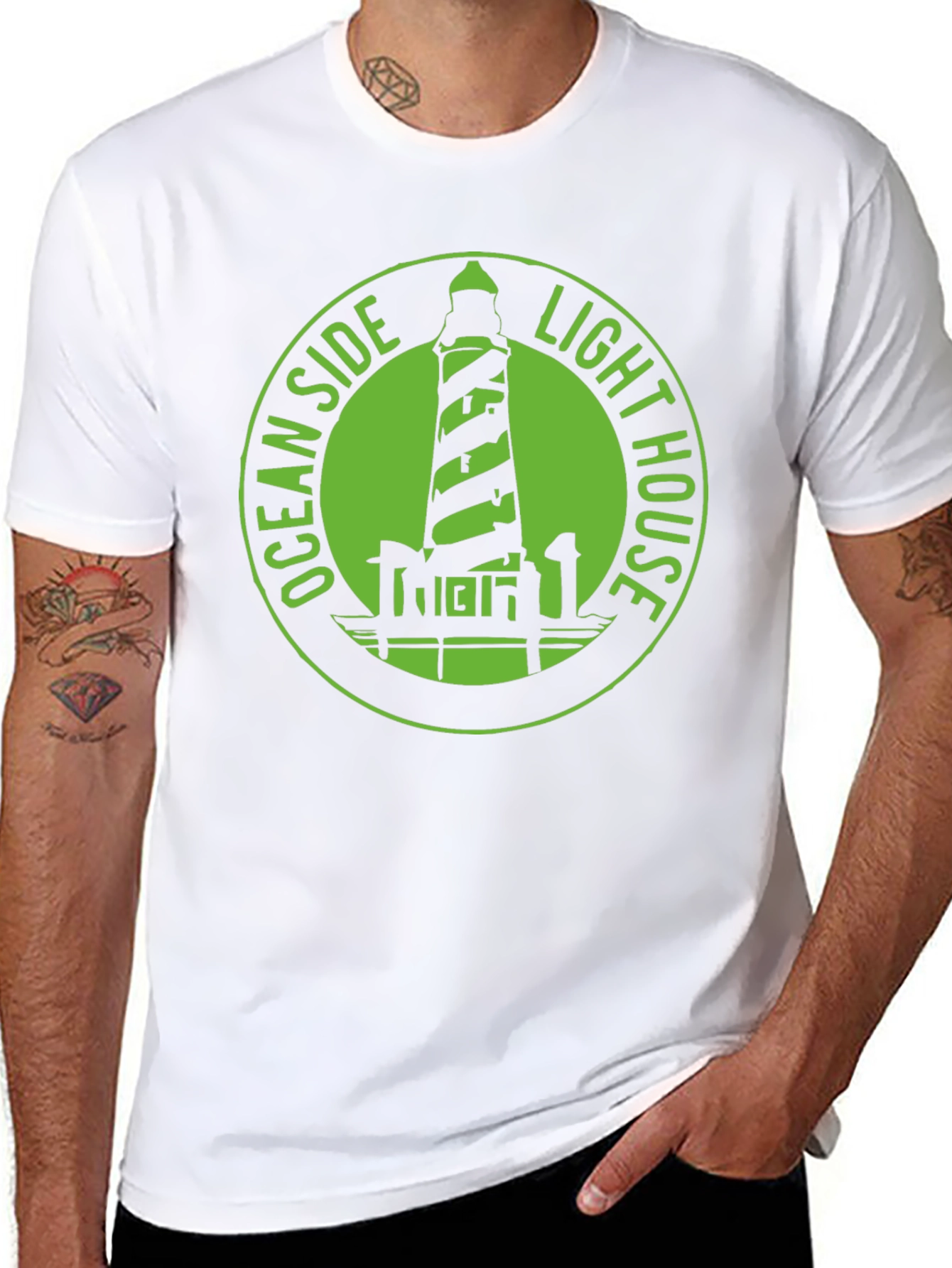 Ocean Side Lighthouse Graphic Tee - Classic Black