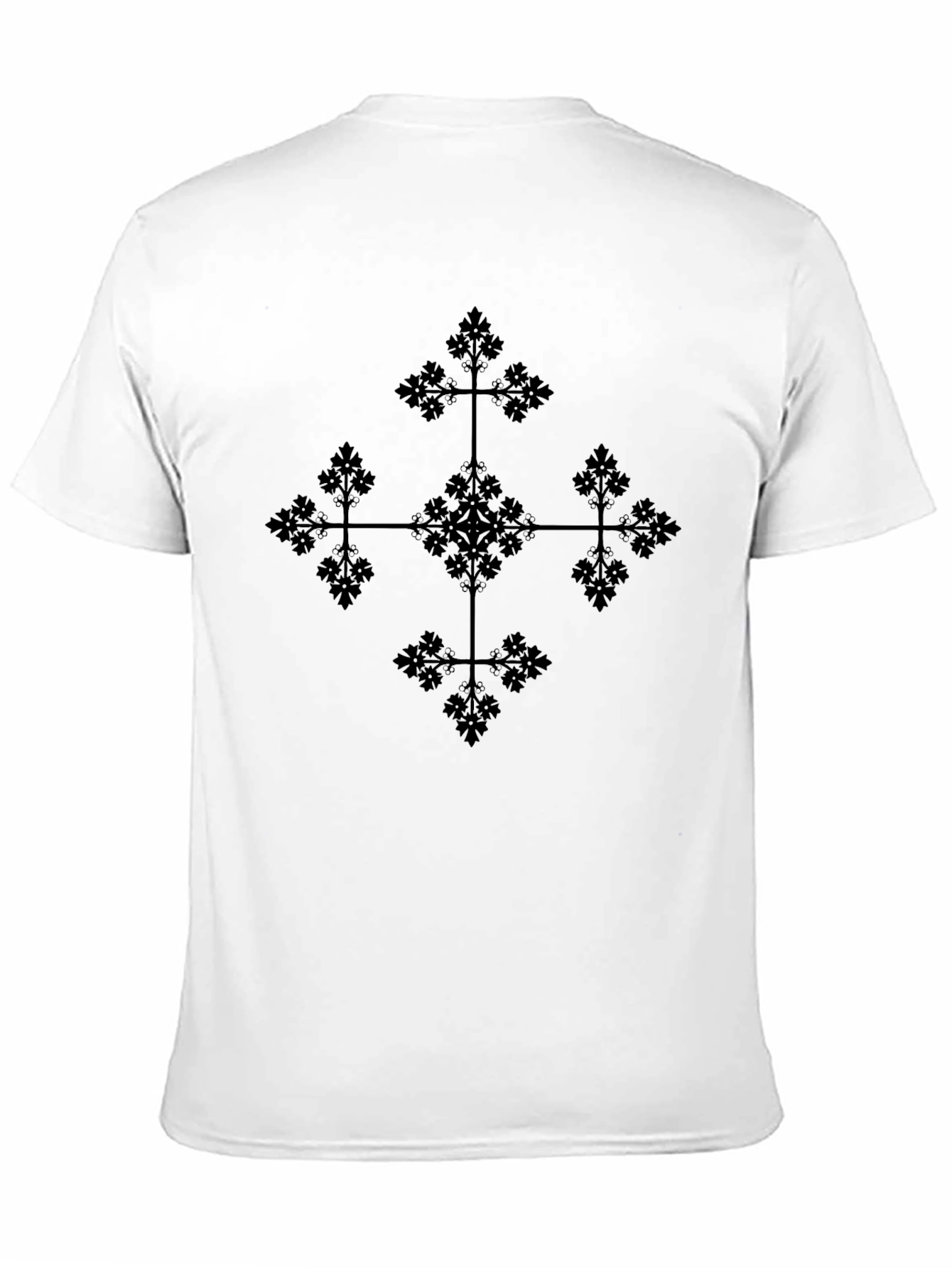 Black T-Shirt with Abstract Cross Design