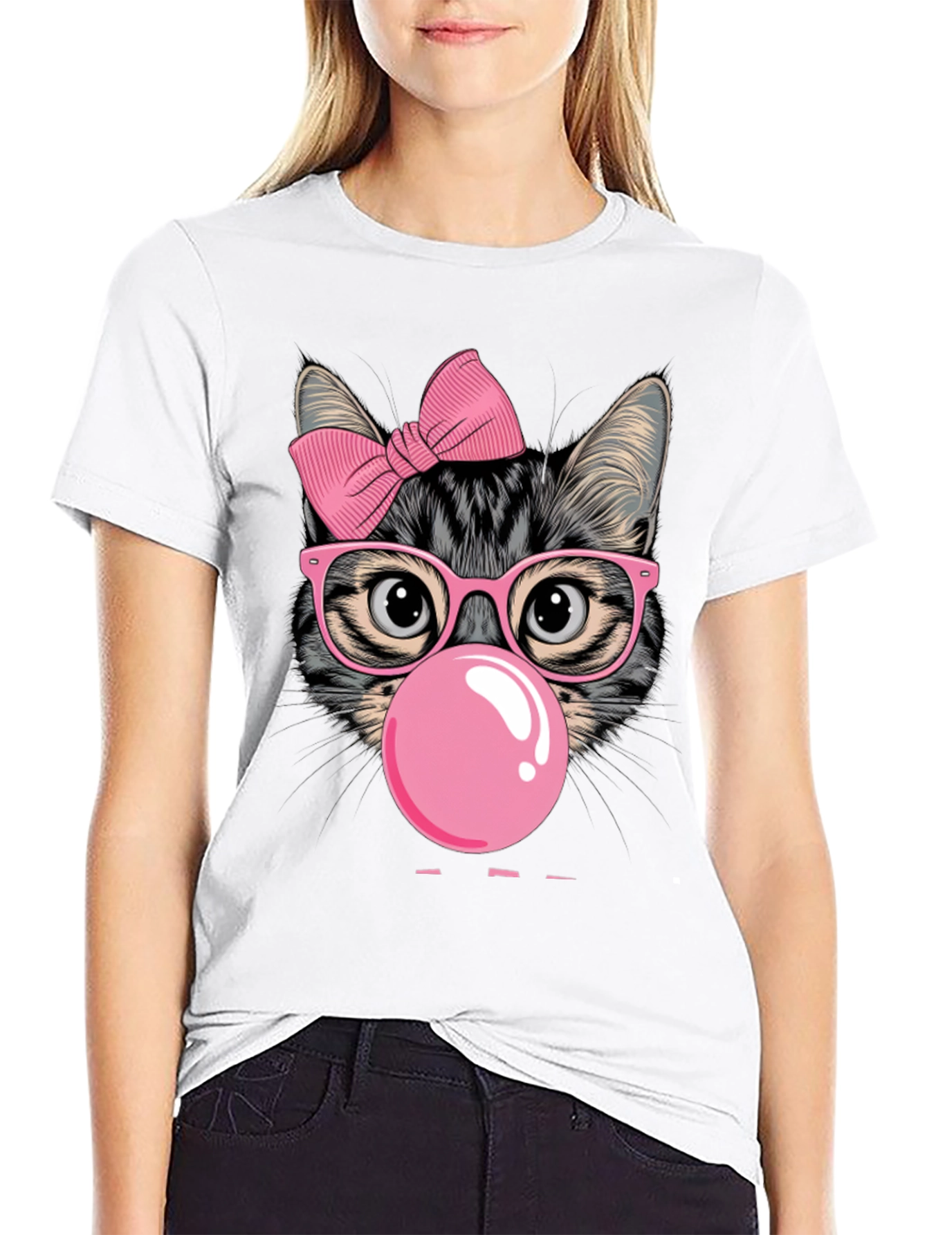 Cool Cat Bubble Gum Graphic T-Shirt