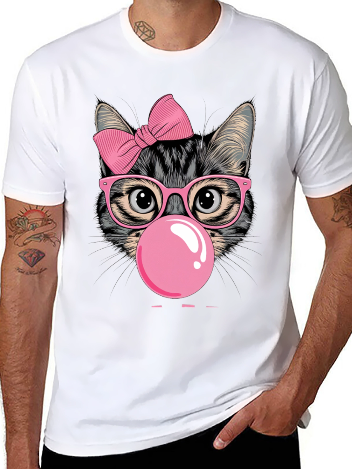 Cool Cat Bubble Gum Graphic T-Shirt