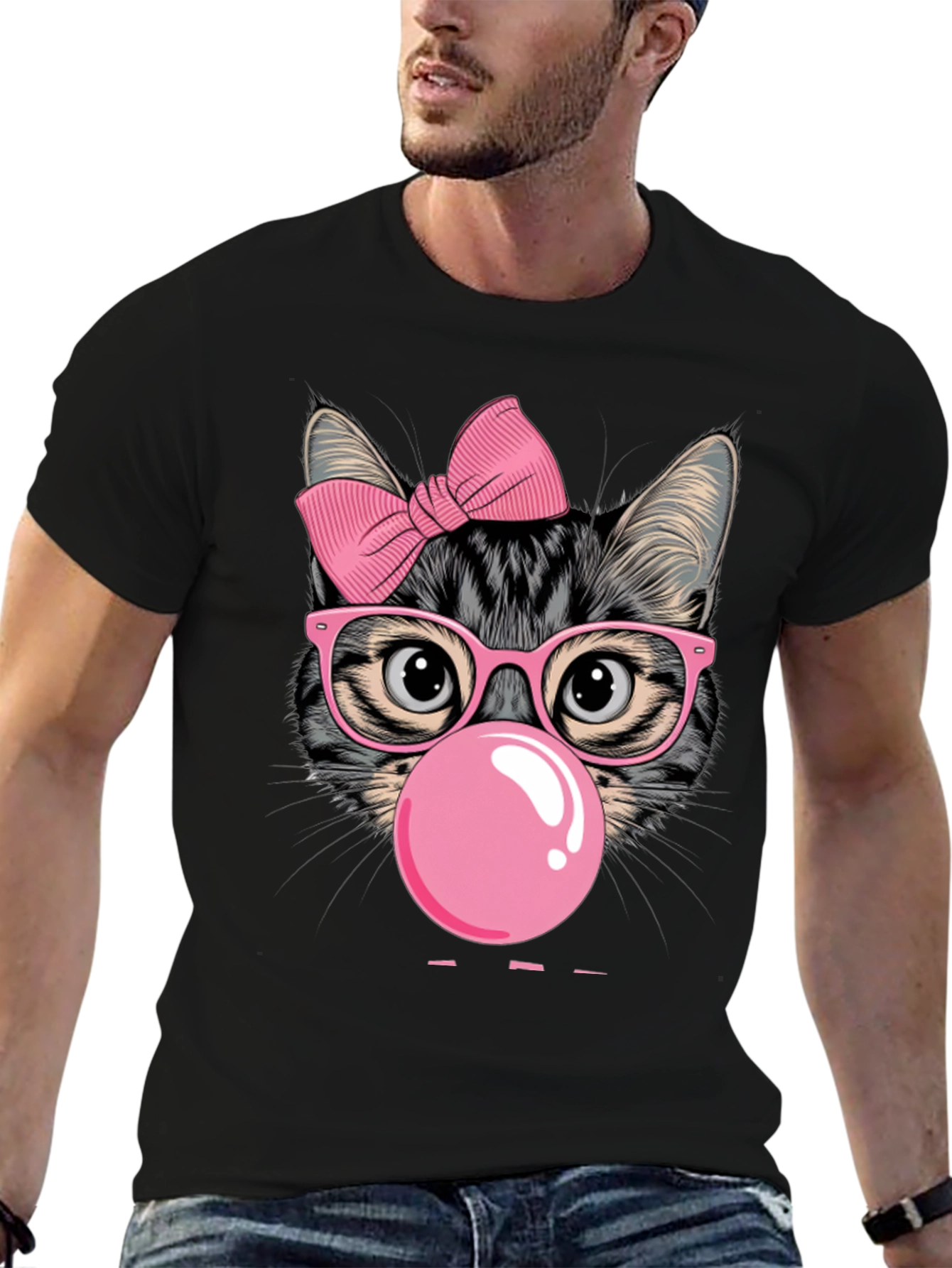 Cool Cat Bubble Gum Graphic T-Shirt