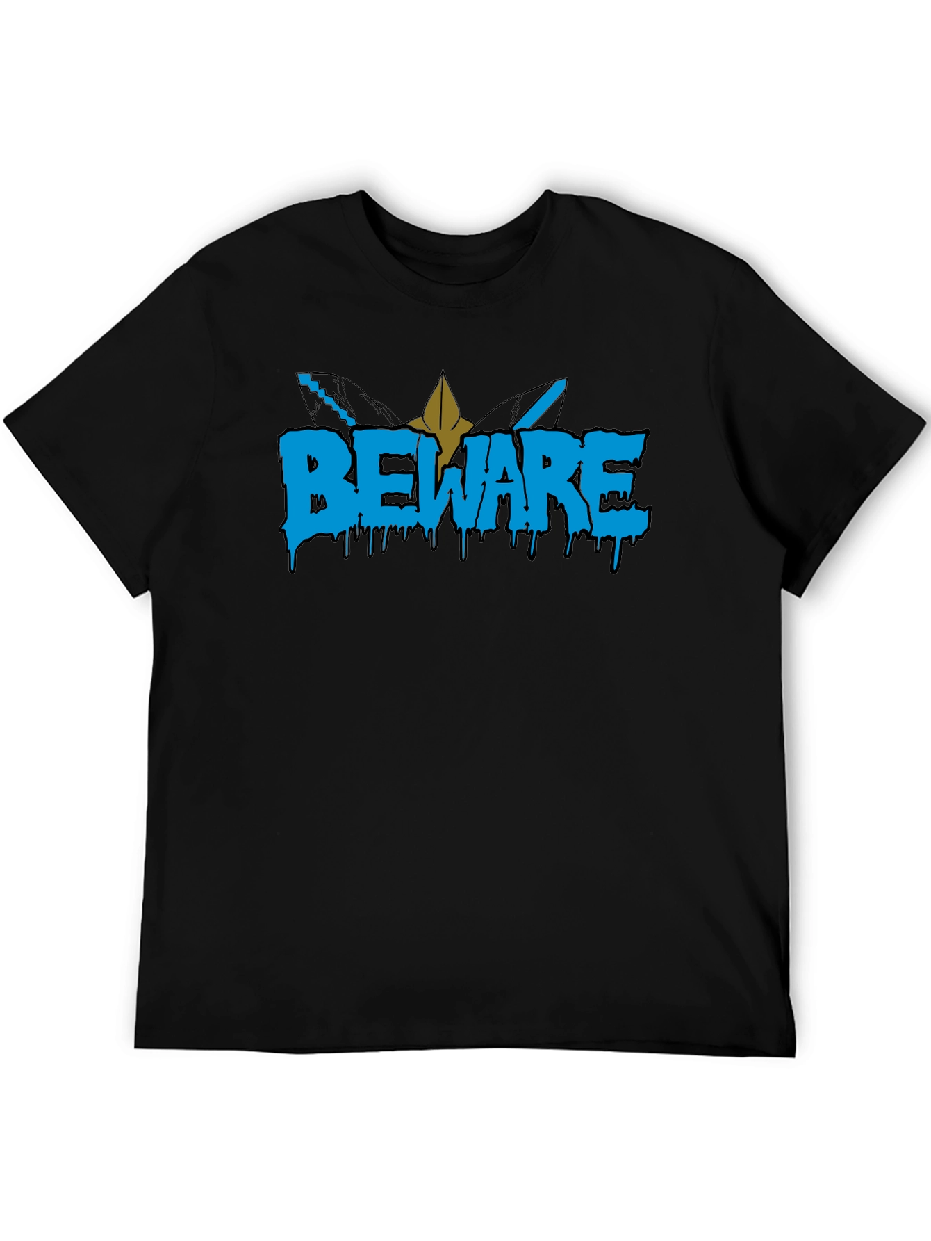 Beware Graphic Tee - Black Cotton Blend T-Shirt