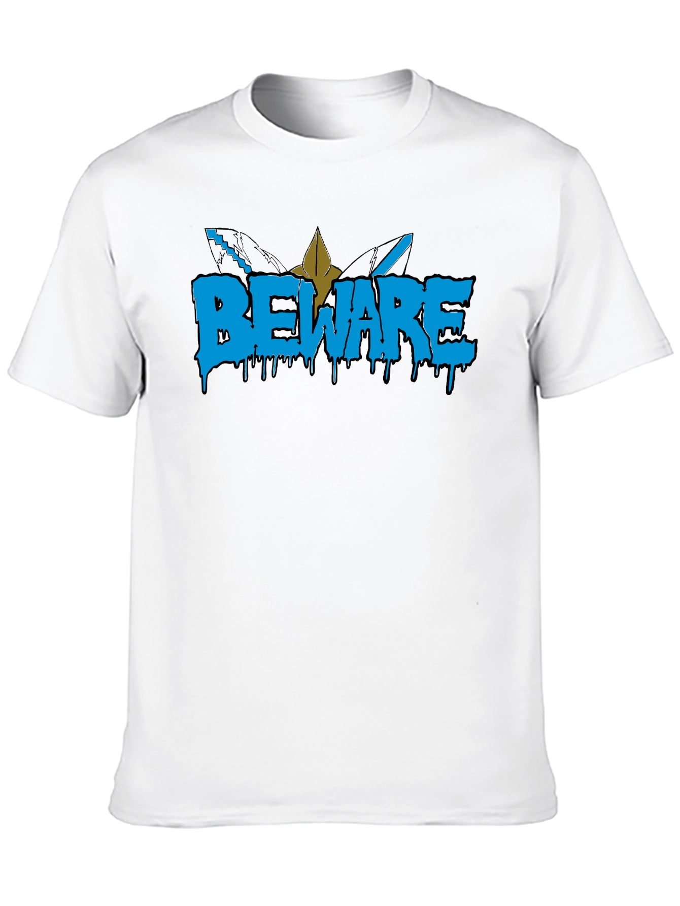 Beware Graphic Tee - Black Cotton Blend T-Shirt
