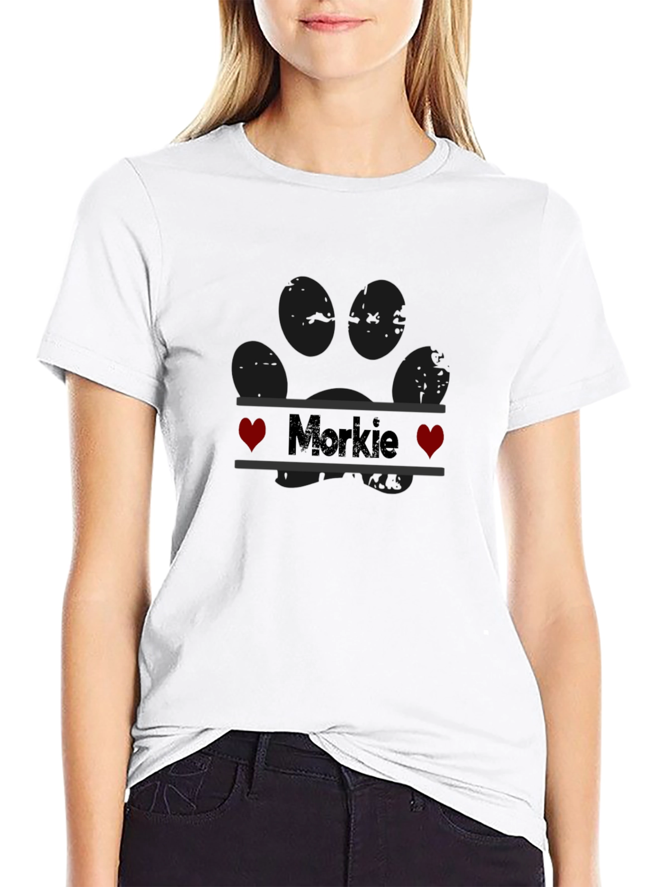 Morkie Dog Paw Print T-Shirt
