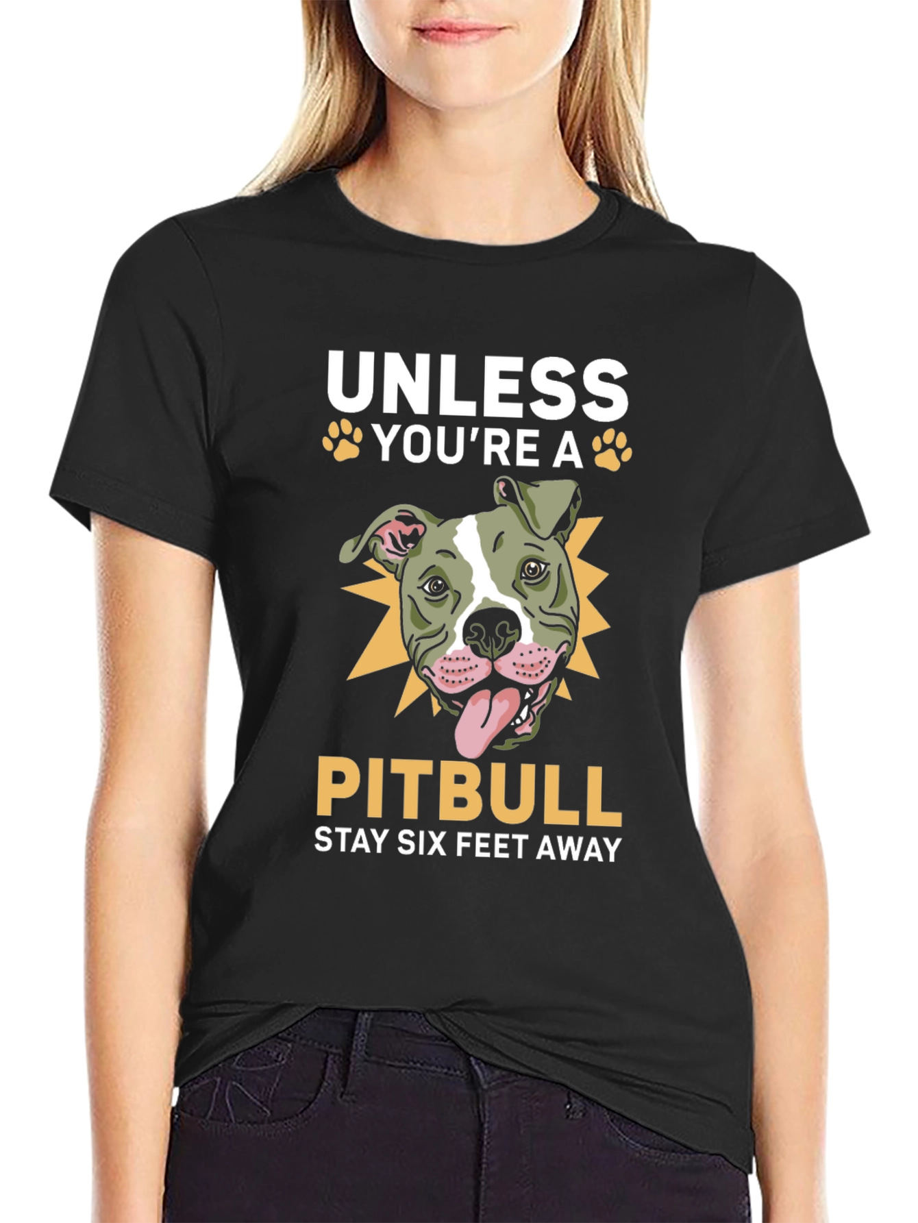 Pitbull Stay Away T-Shirt Funny Dog Lover Tee