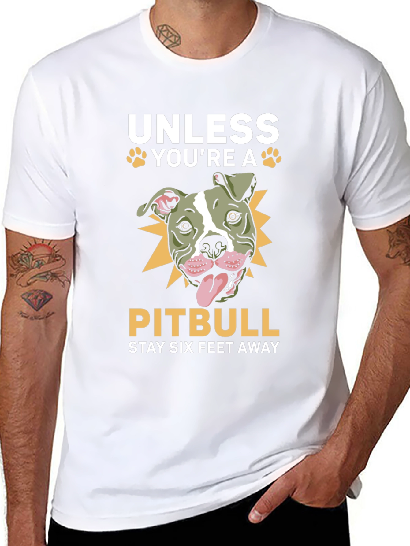 Pitbull Stay Away T-Shirt Funny Dog Lover Tee