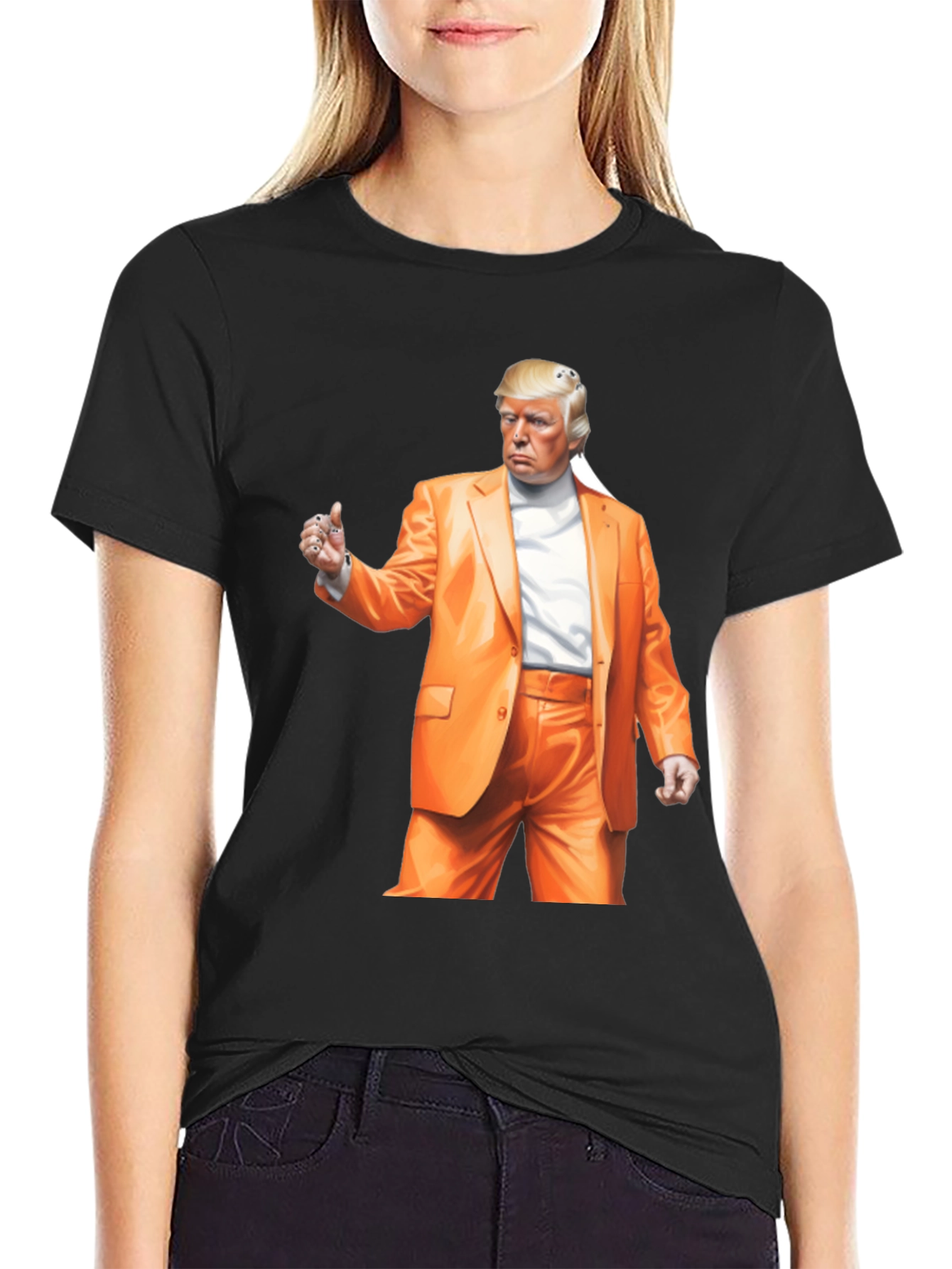 Trump Orange Suit Black T-Shirt