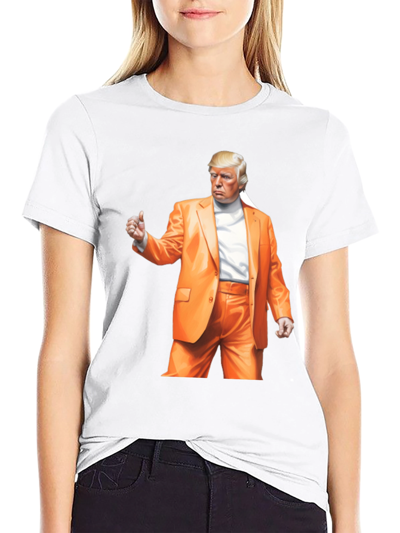 Trump Orange Suit Black T-Shirt