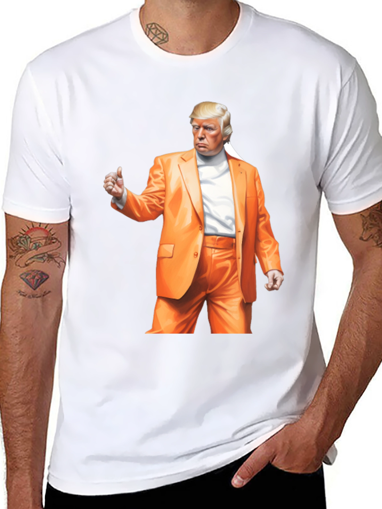 Trump Orange Suit Black T-Shirt