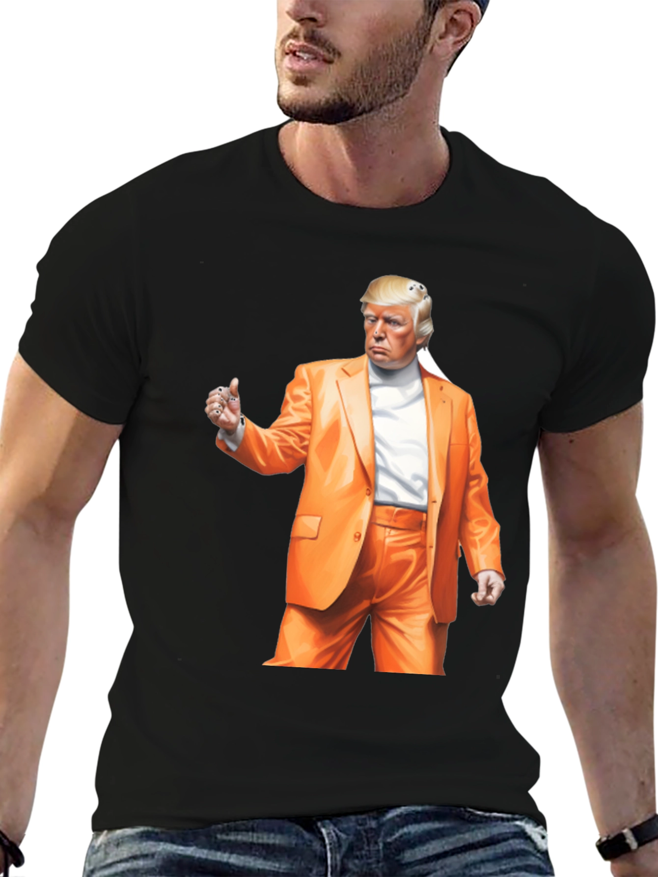 Trump Orange Suit Black T-Shirt