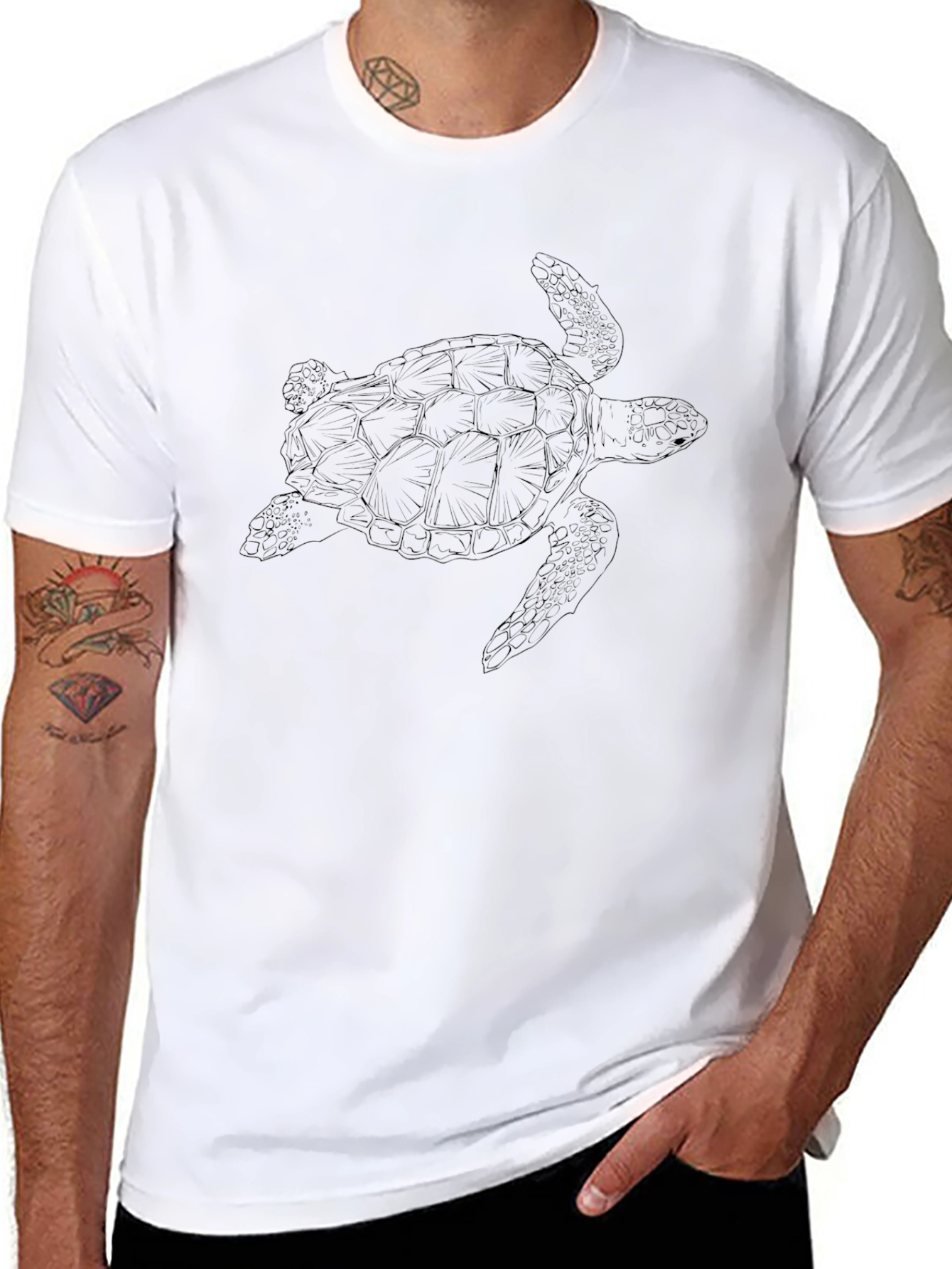 Mens Black Turtle Graphic Tee