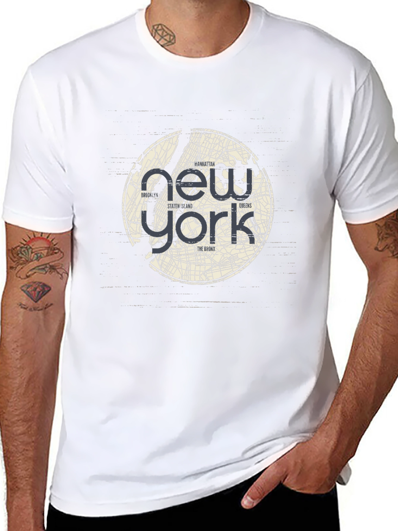 New York Map Graphic Print T-Shirt