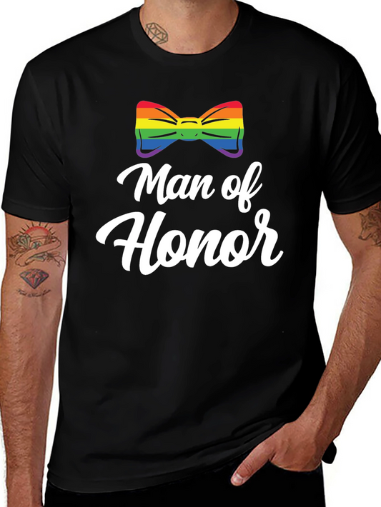 Man of Honor LGBTQ+ Pride Bow Tie Graphic T-Shirt