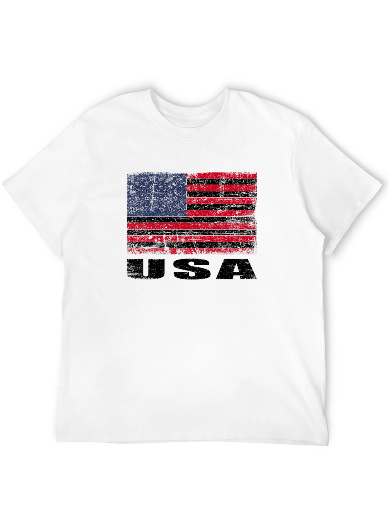 Distressed USA Flag Graphic Tee - Black