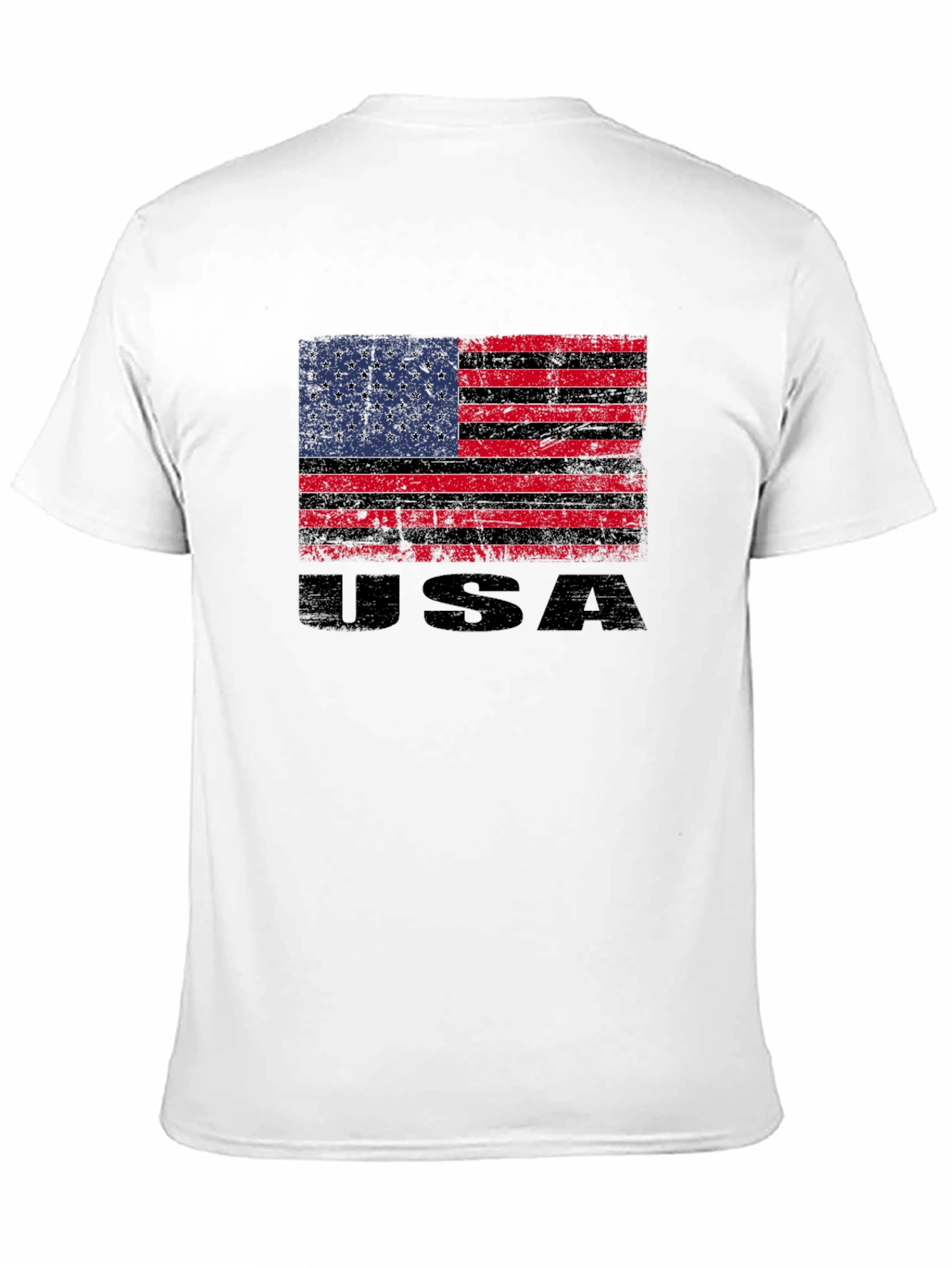Distressed USA Flag Graphic Tee - Black