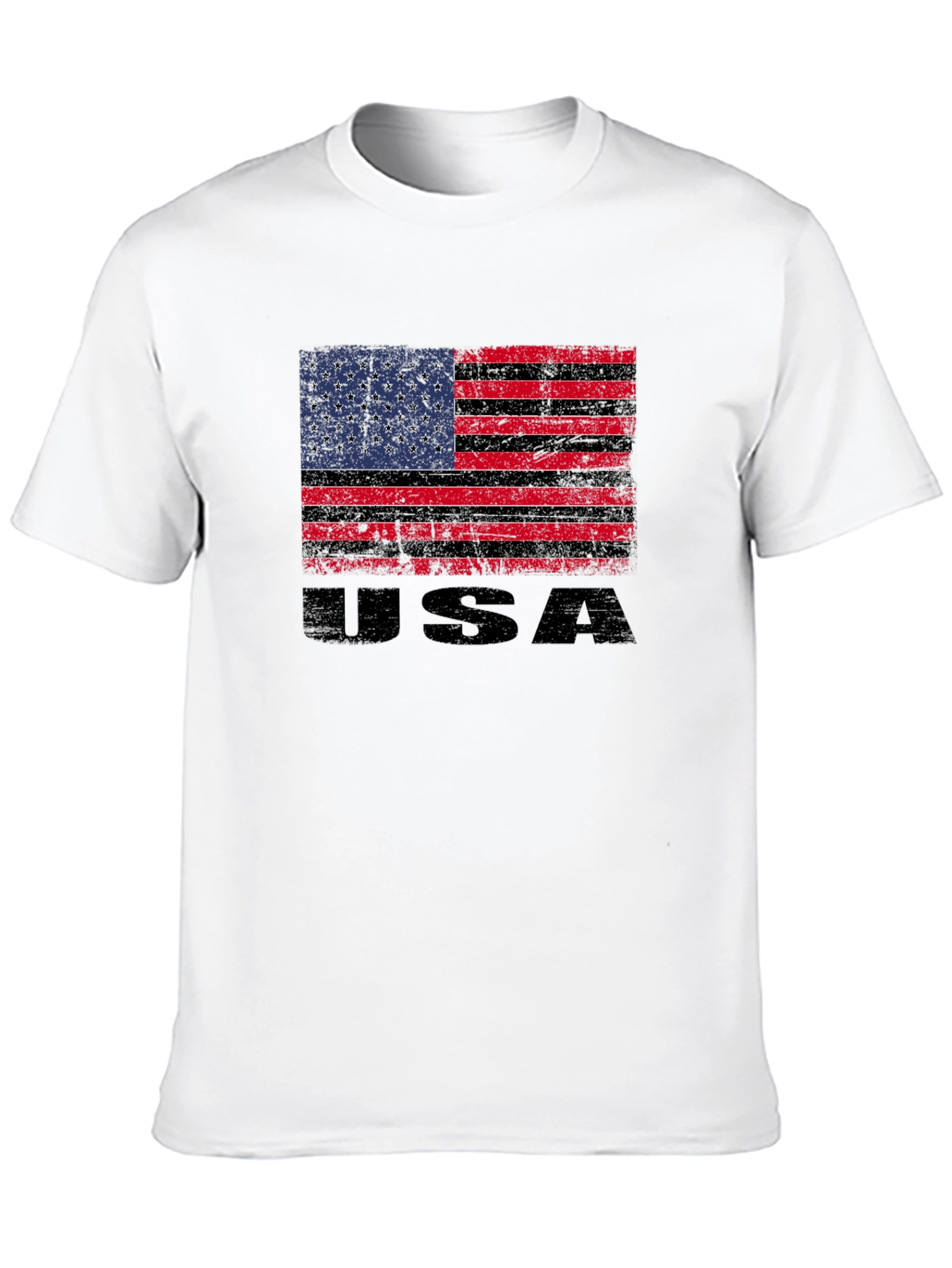 Distressed USA Flag Graphic Tee - Black