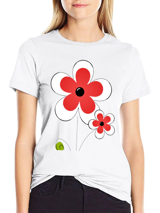 Funky Floral Graphic Tee - Black Casual Comfort