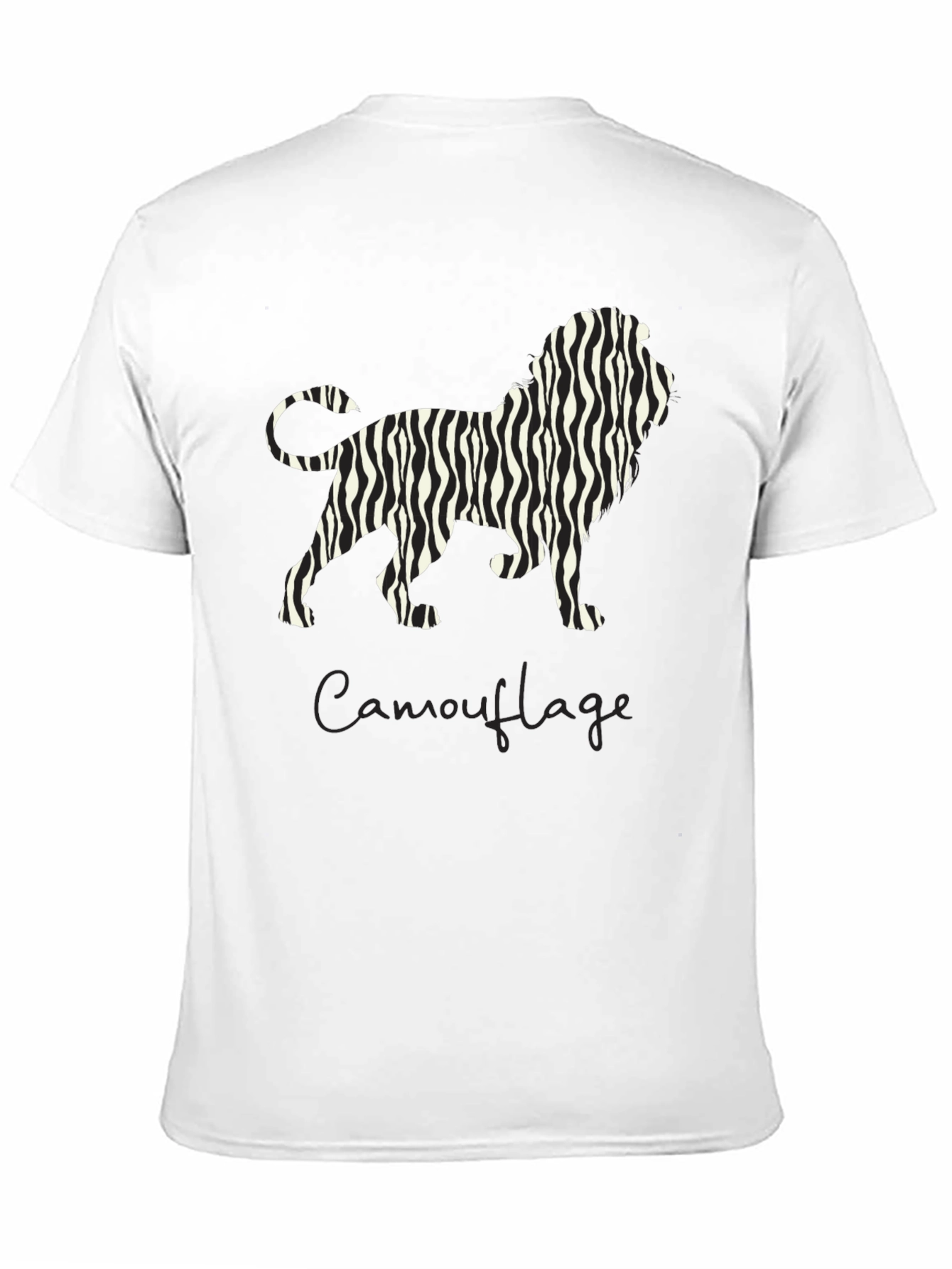 Zebra Striped Lion Graphic T-Shirt