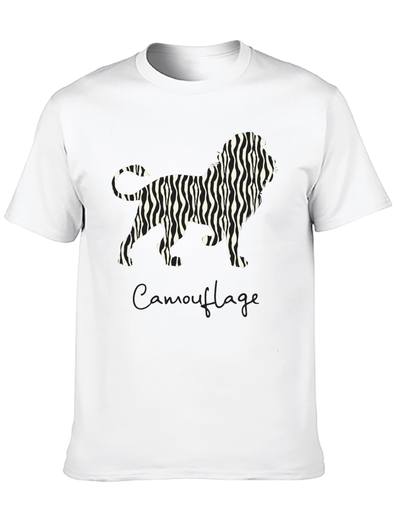 Zebra Striped Lion Graphic T-Shirt