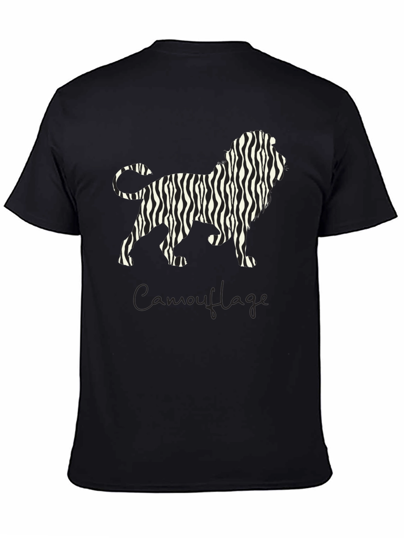 Zebra Striped Lion Graphic T-Shirt