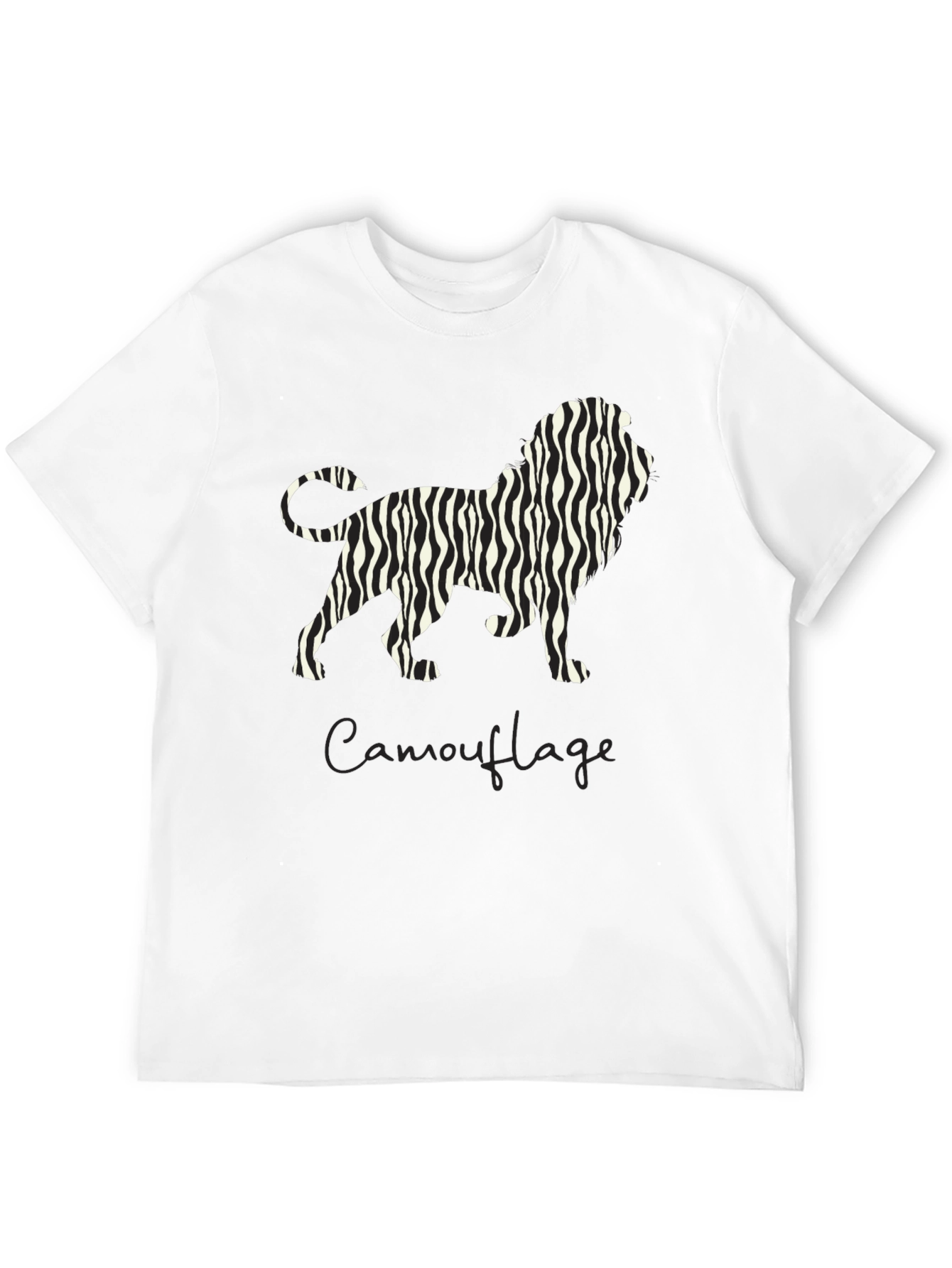 Zebra Striped Lion Graphic T-Shirt