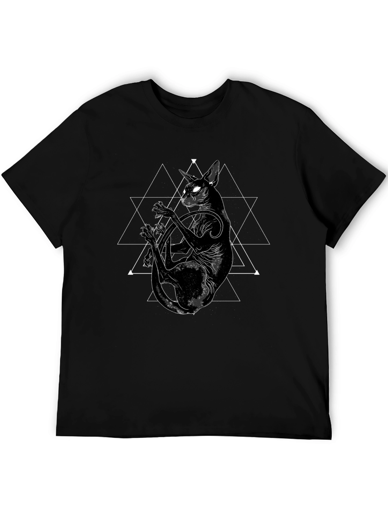 Mystic Cat Graphic Tee - Black Cotton Blend