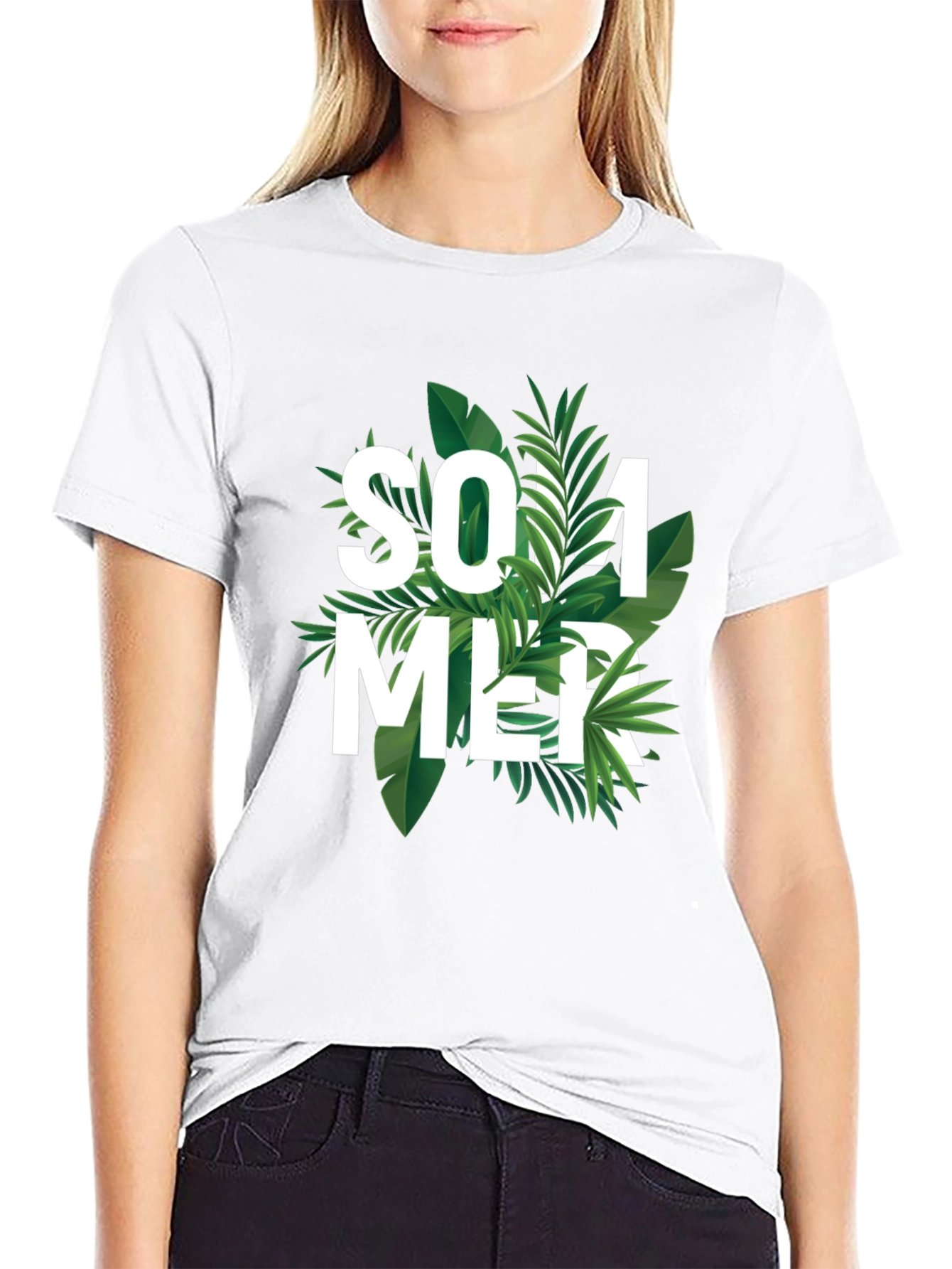 Summer Vibes Graphic T-Shirt - Tropical Leaf Design