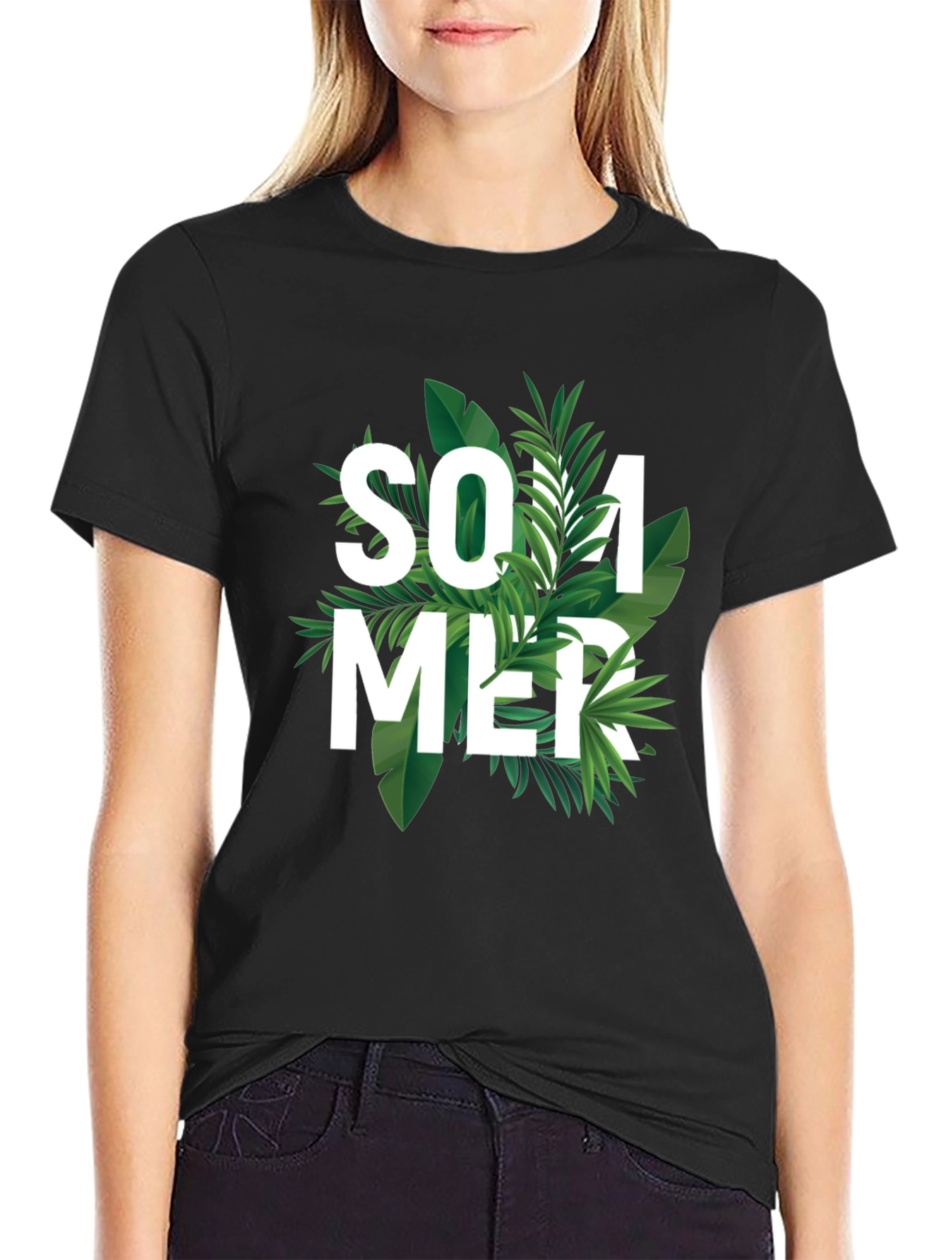 Summer Vibes Graphic T-Shirt - Tropical Leaf Design