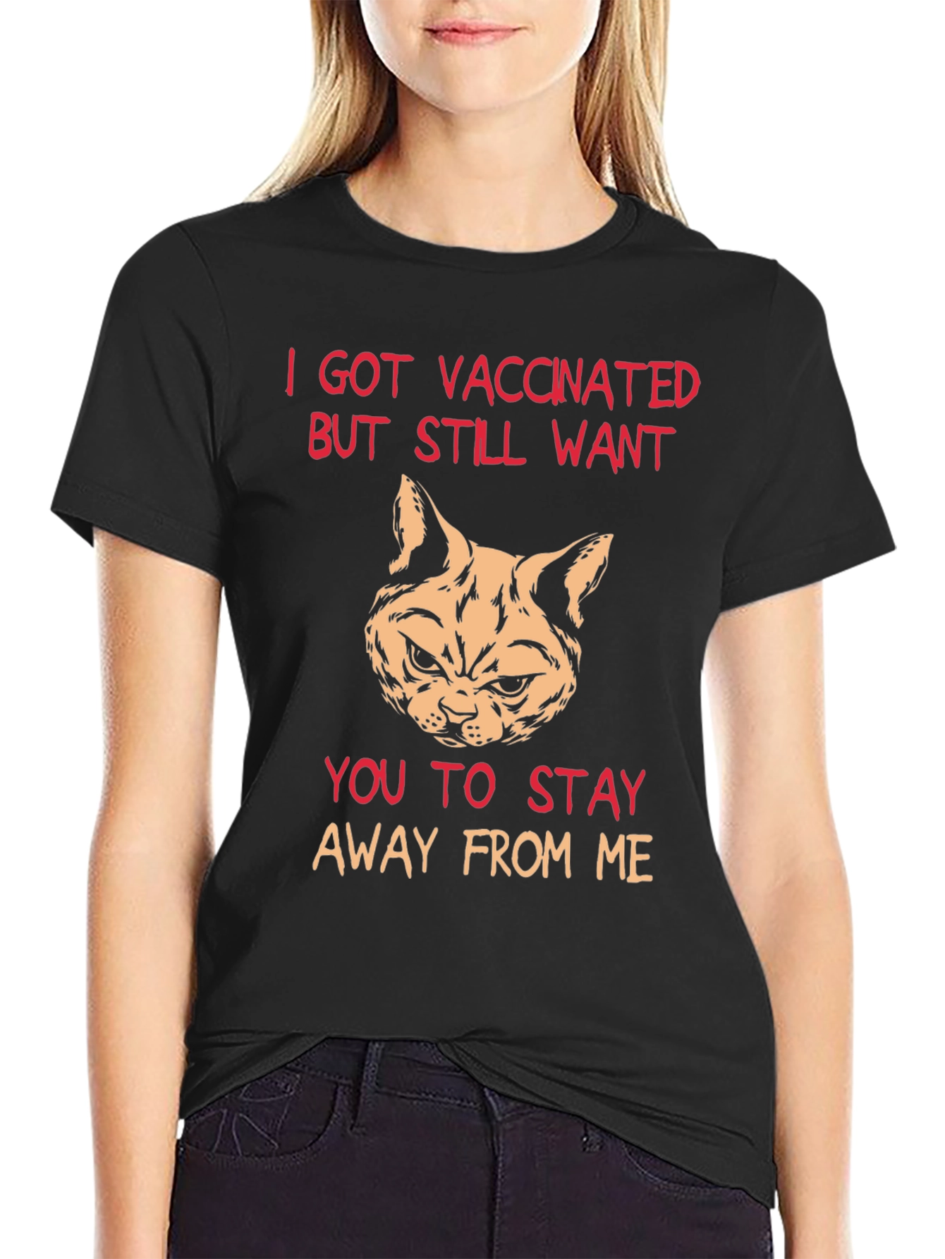Vaccinated Cat T-Shirt - Stay Away Humor Tee
