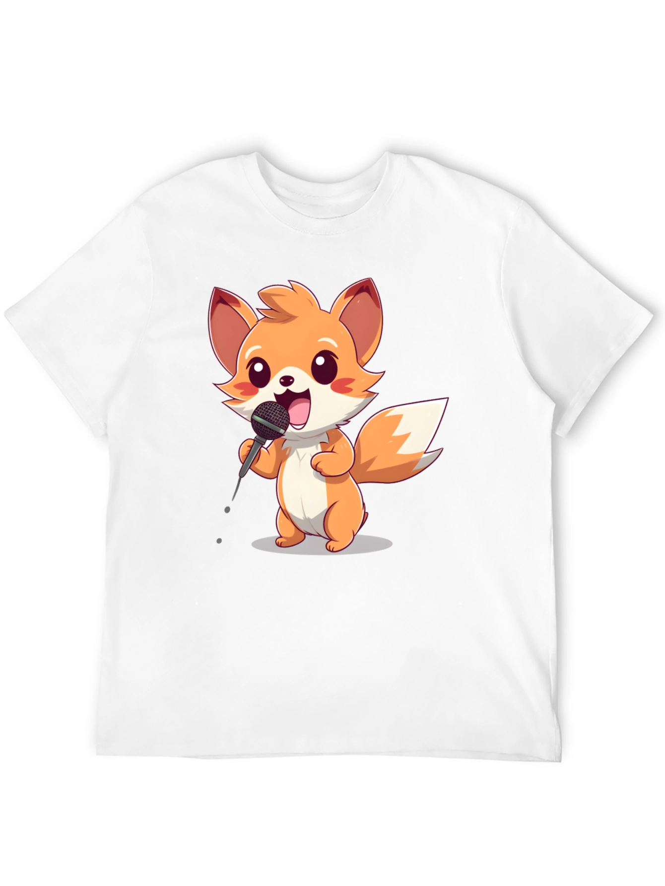 Cartoon Fox Singer Black T-Shirt