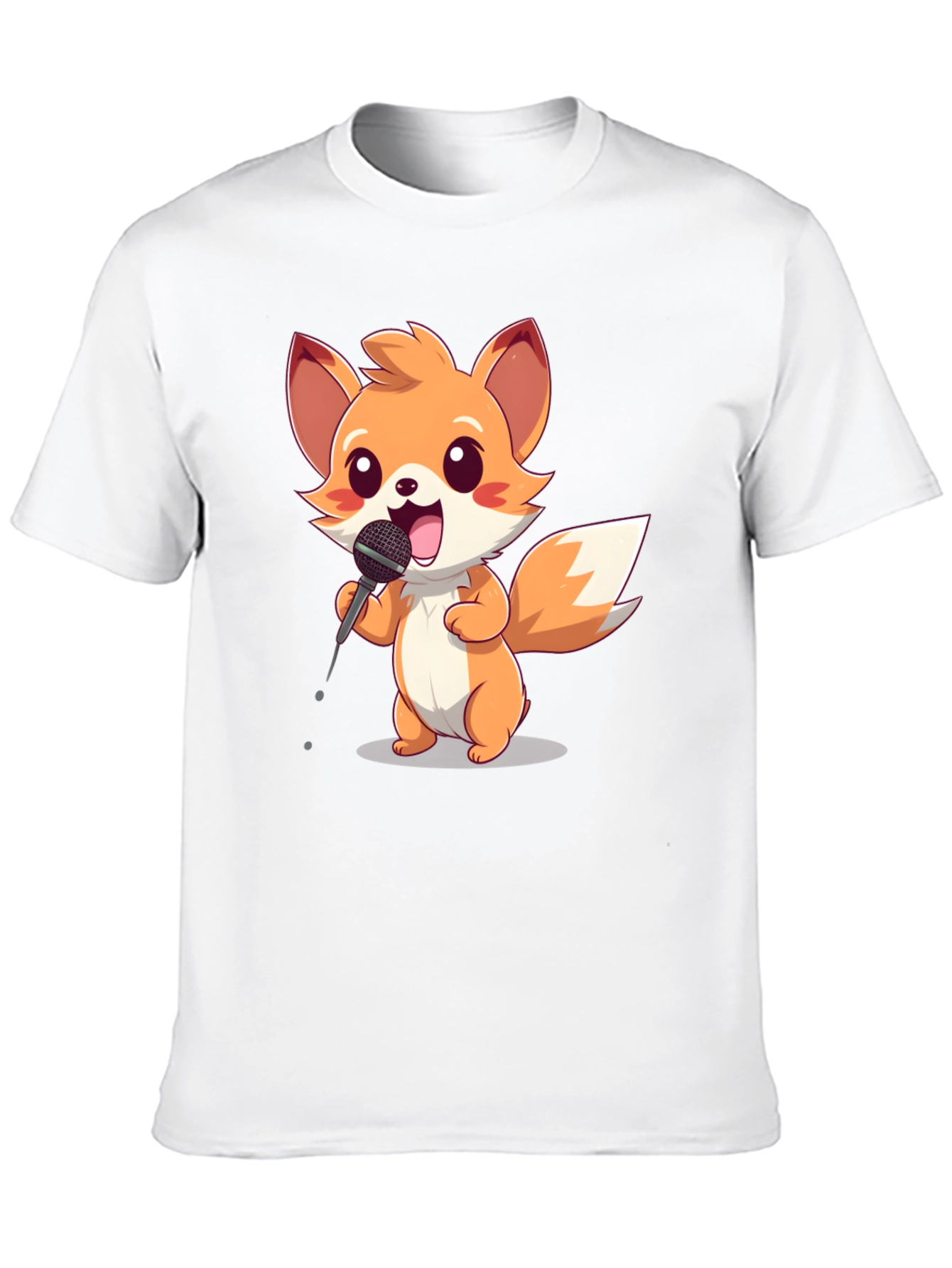 Cartoon Fox Singer Black T-Shirt