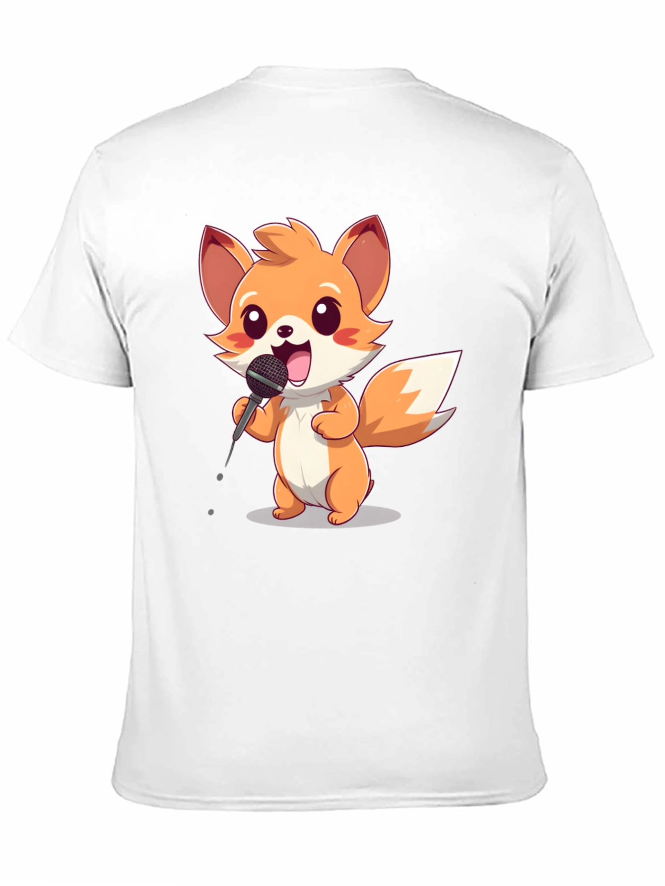 Cartoon Fox Singer Black T-Shirt