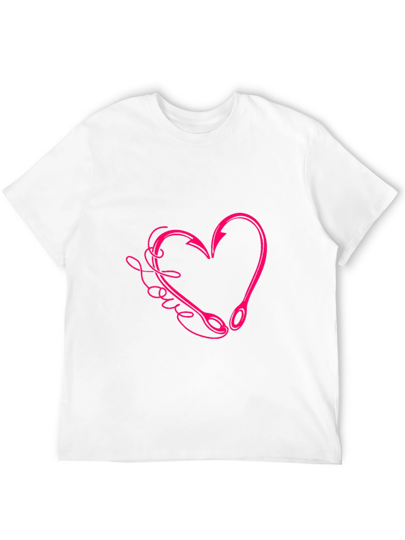 Love Fishing Hook Heart Tee - Black Cotton T-Shirt