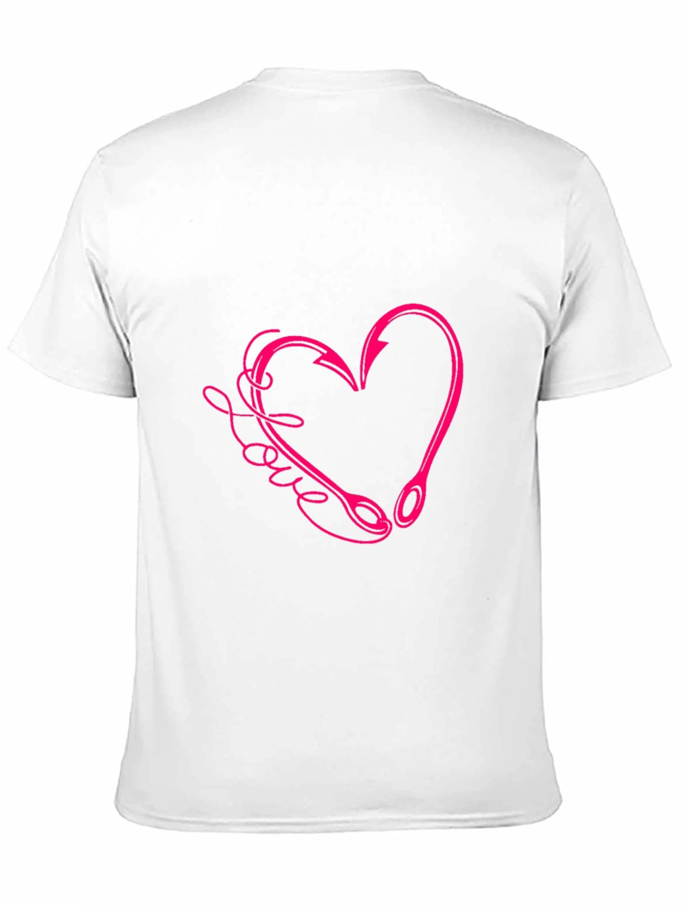 Love Fishing Hook Heart Tee - Black Cotton T-Shirt