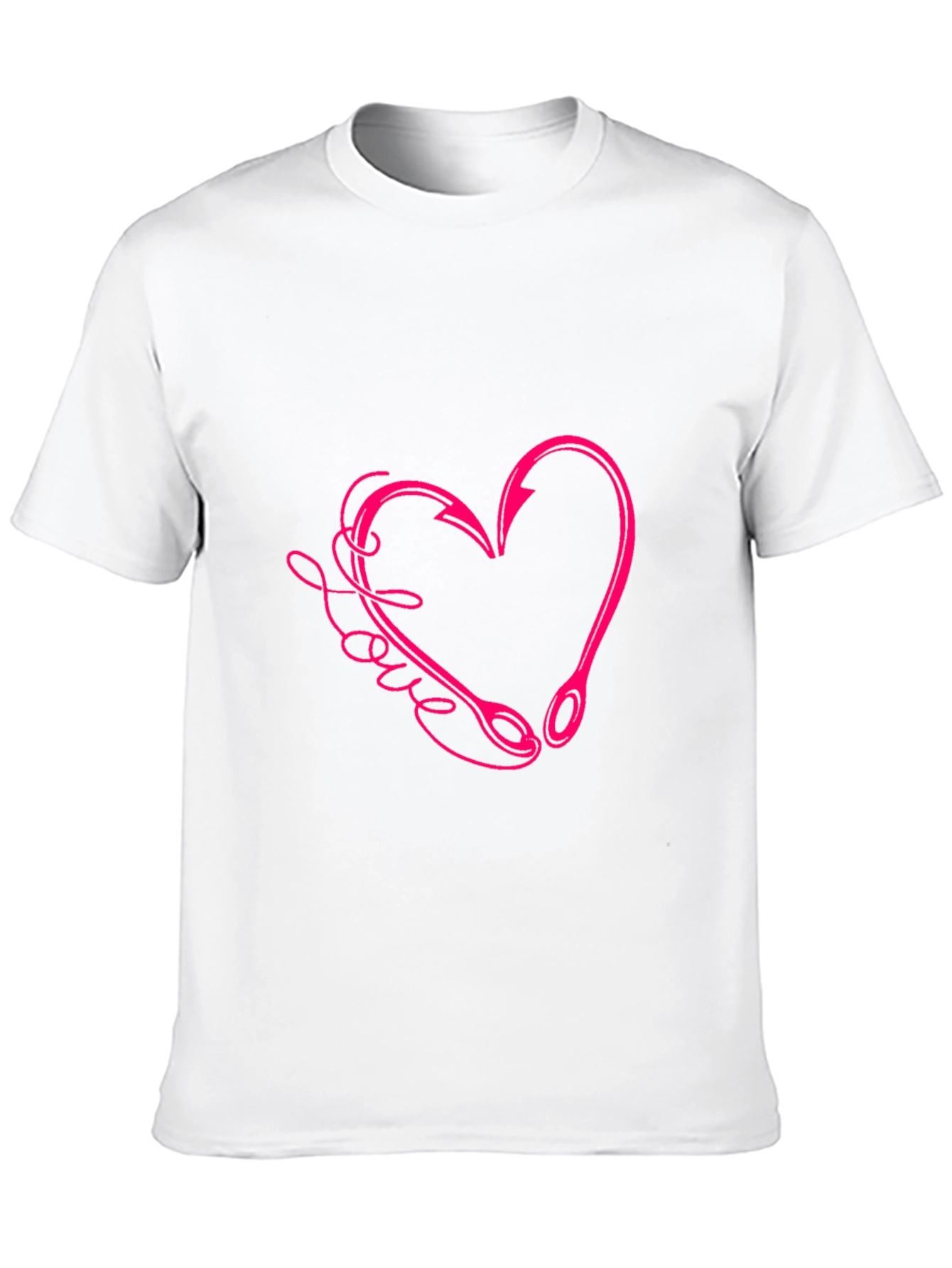 Love Fishing Hook Heart Tee - Black Cotton T-Shirt