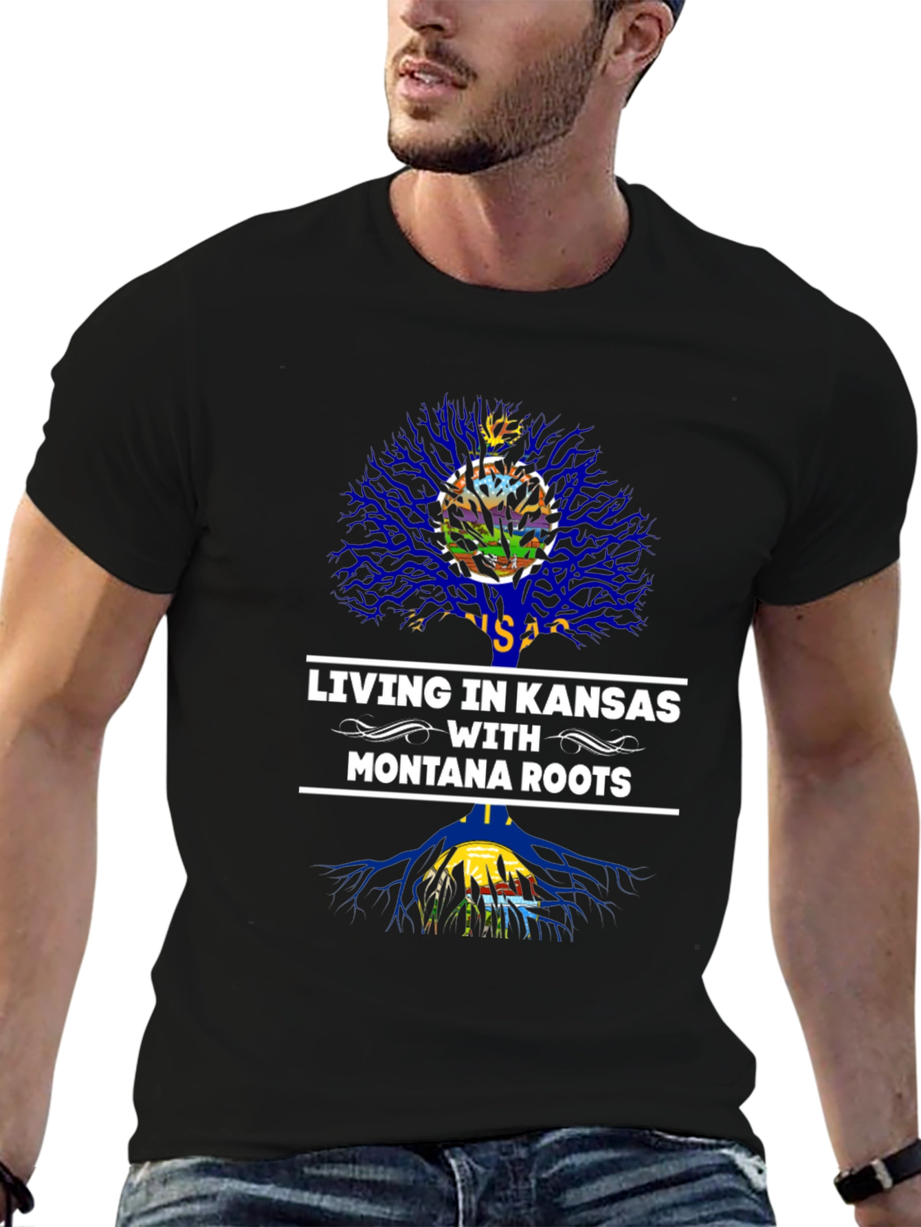 Living in Kansas with Montana Roots T-Shirt