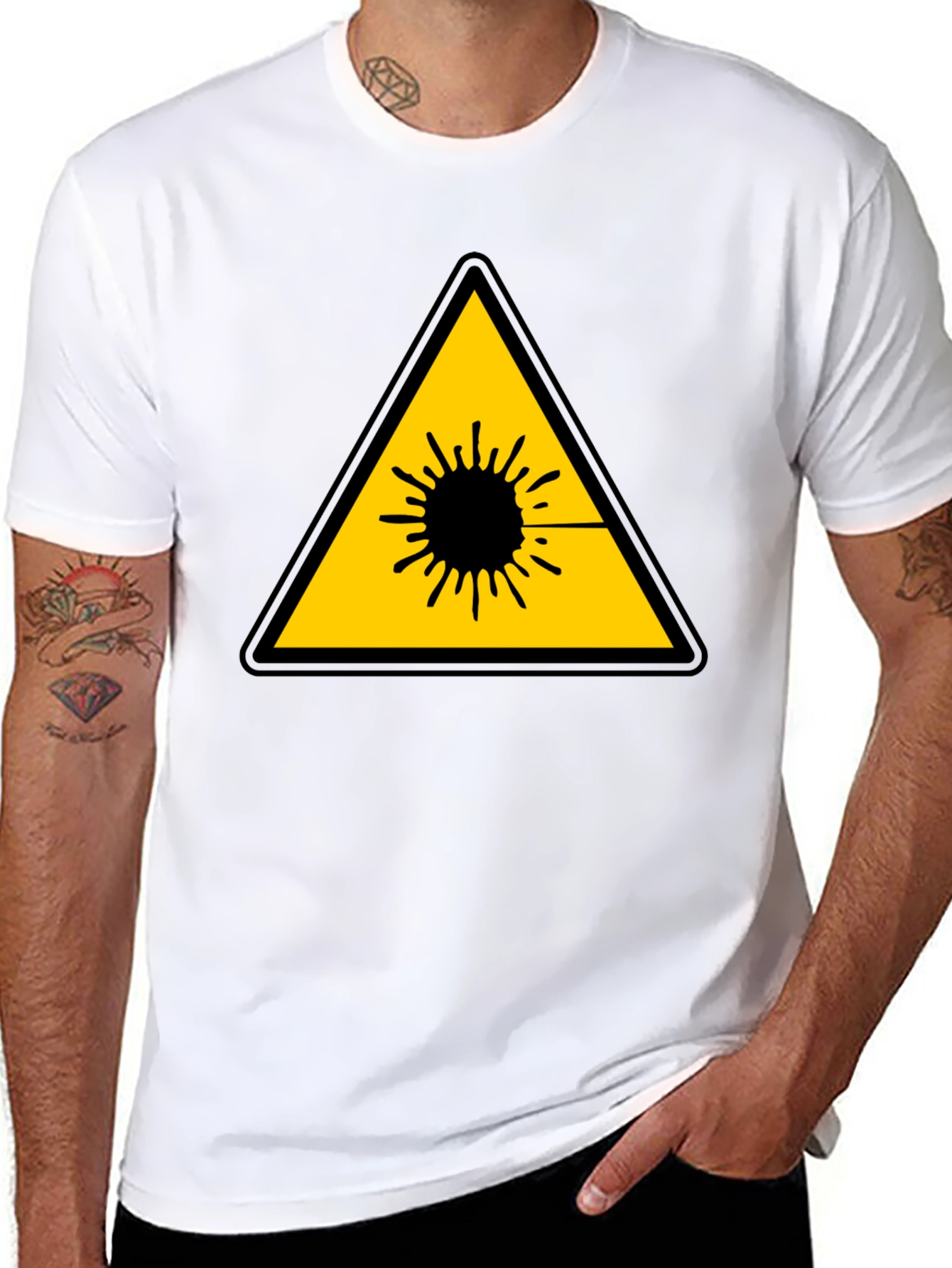 Laser Hazard Black T-Shirt - Warning Graphic Tee
